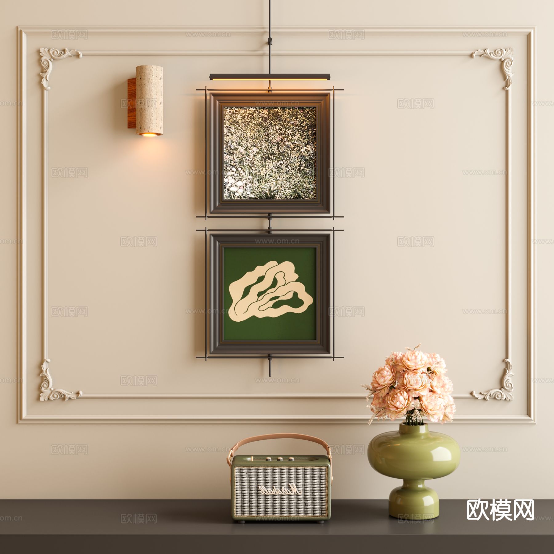 中古风装饰画 挂画su模型下载（渲染图2）