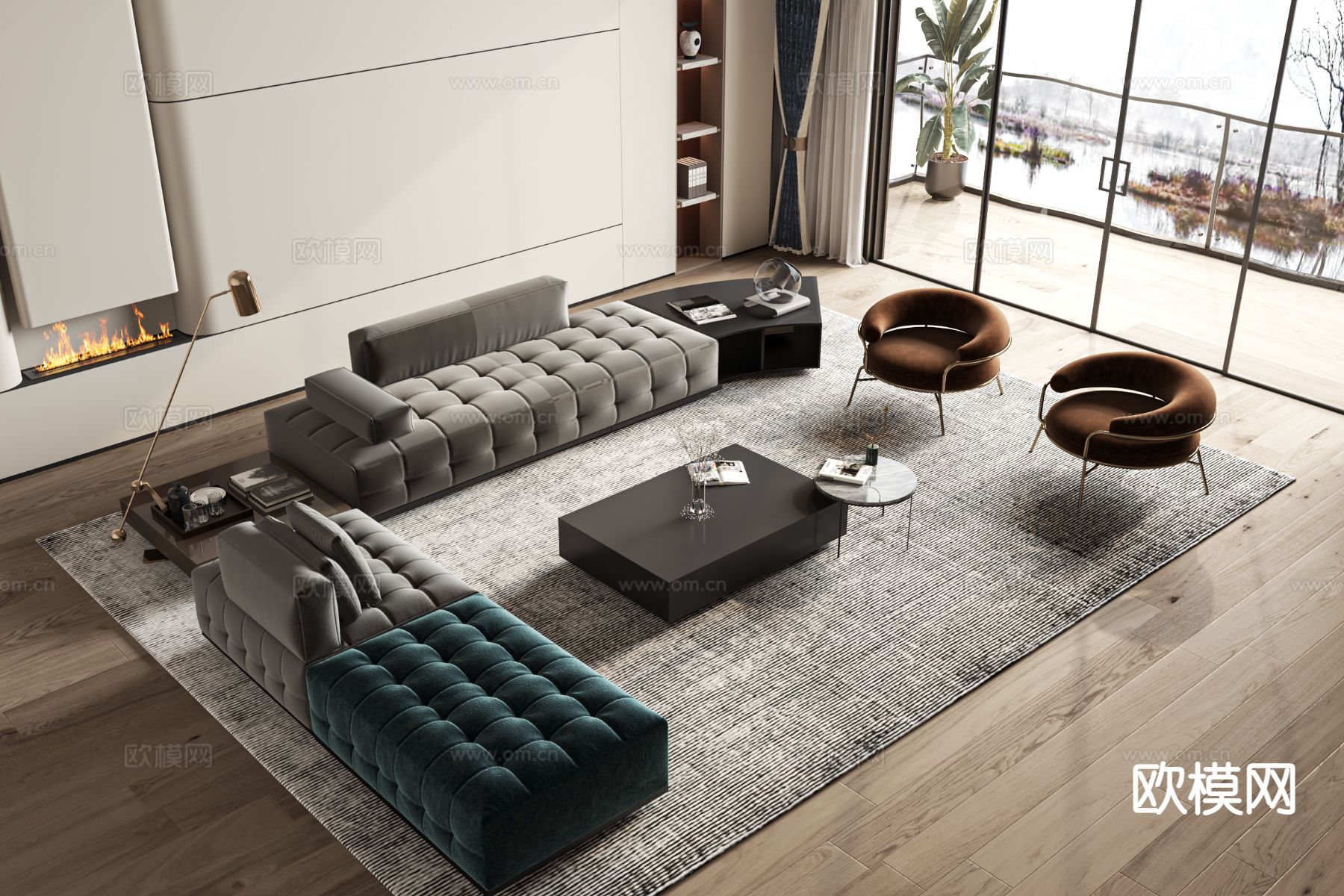 现代组合沙发3d模型下载