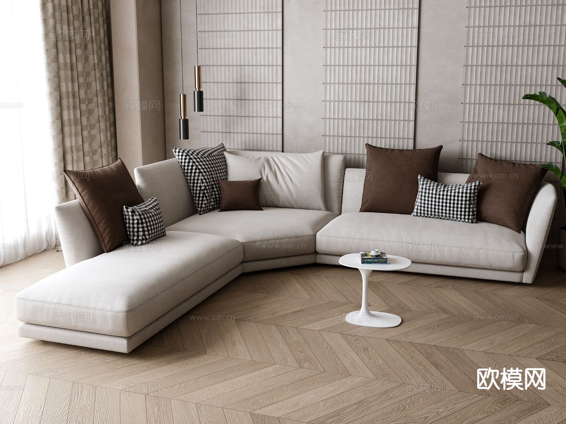 转角沙发 多人沙发3d模型下载