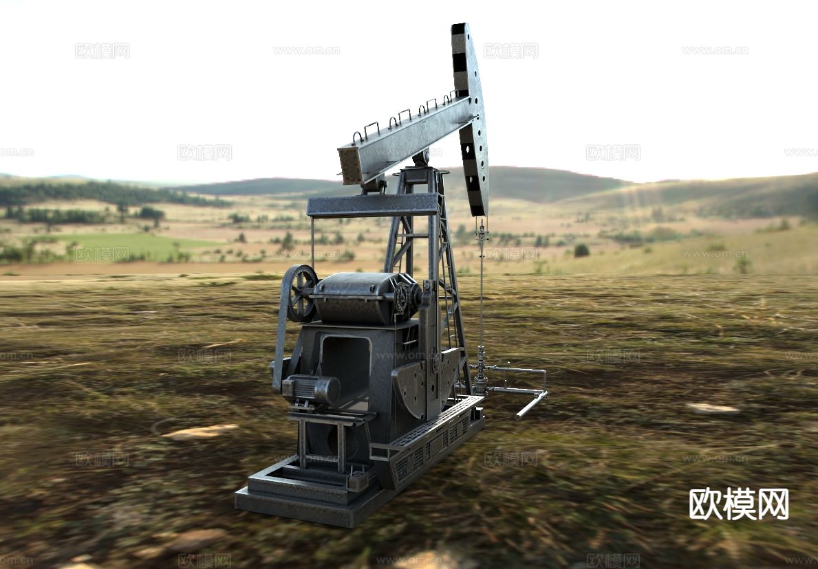 工业设备 抽油机 采油机3d模型下载（渲染图3）