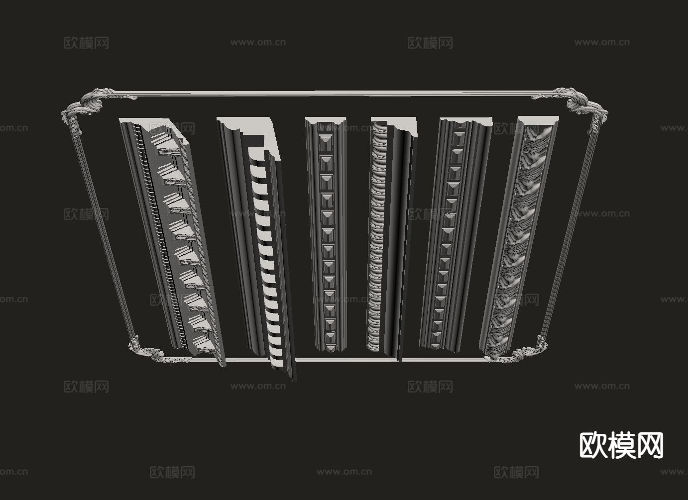 简欧石膏雕花 线条su模型下载（渲染图1）