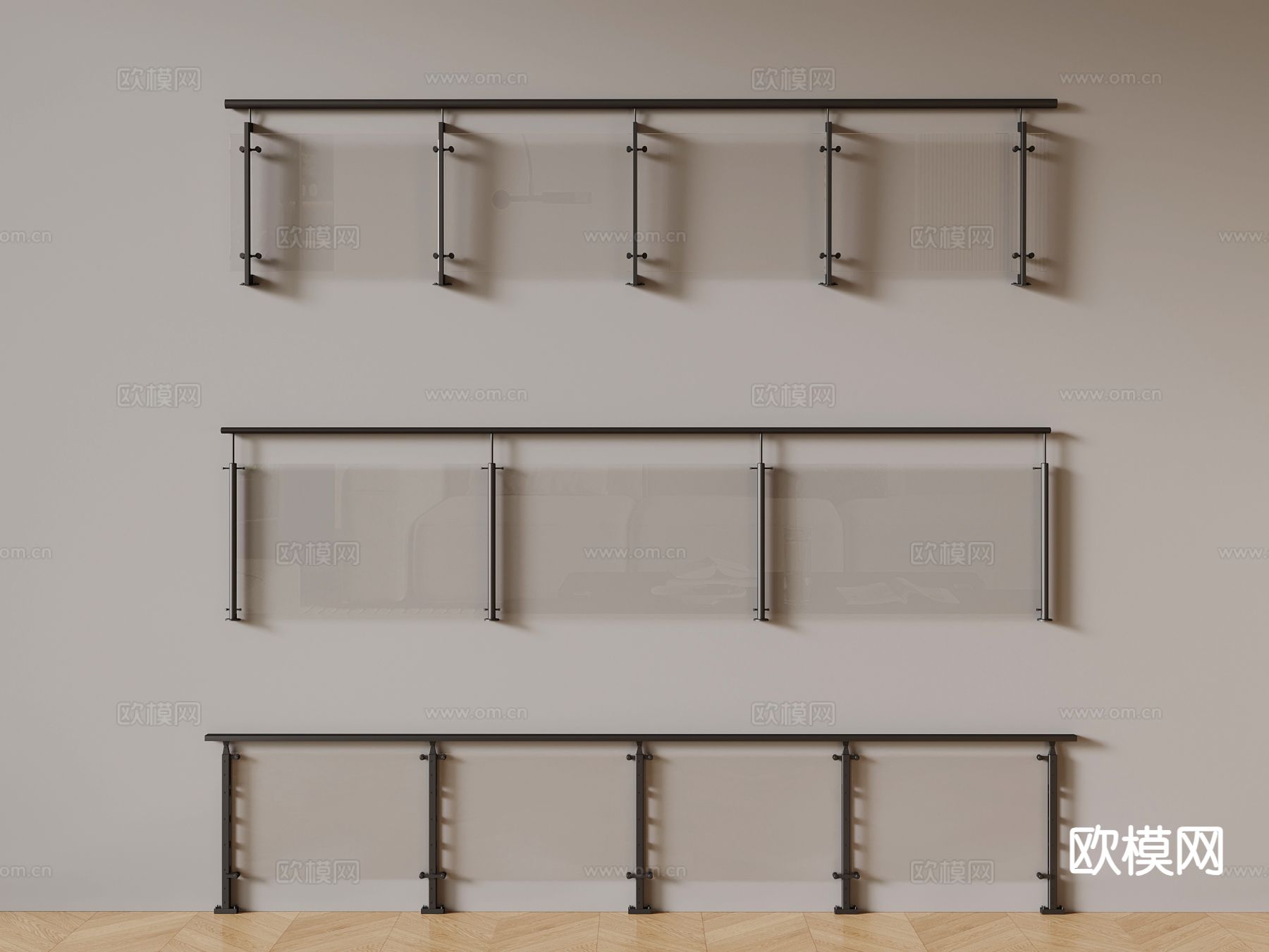 玻璃栏杆 护栏 栅栏3d模型下载