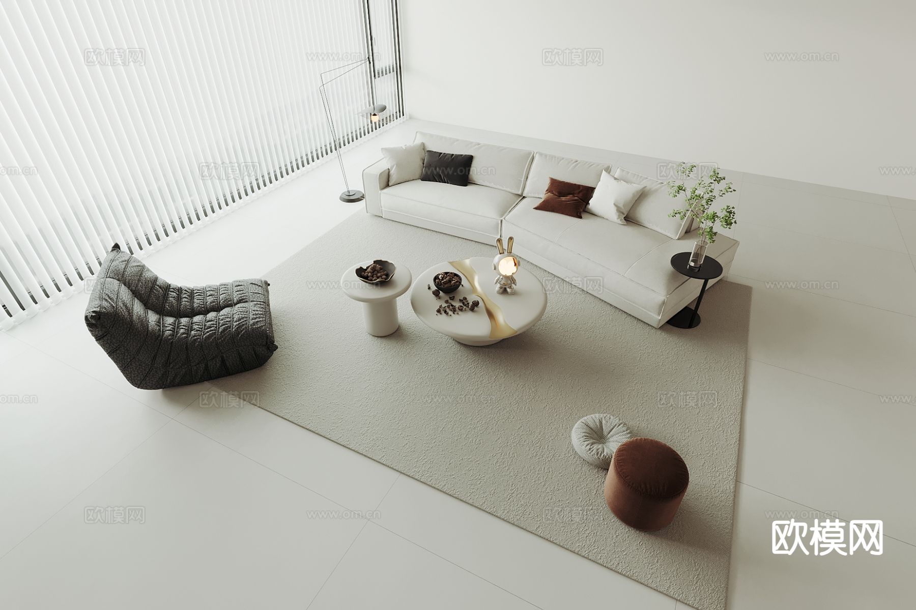 现代沙发组合3d模型下载