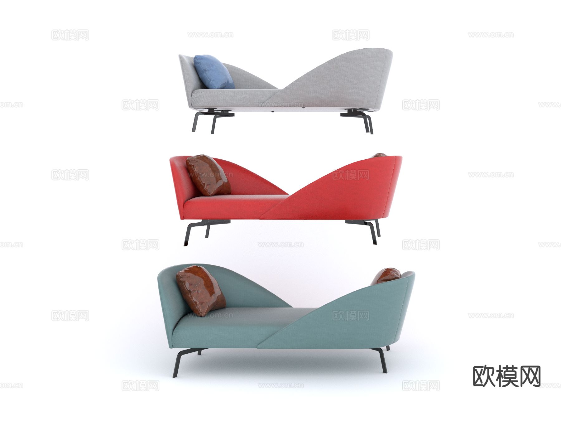 现代贵妃椅su模型下载（渲染图2）