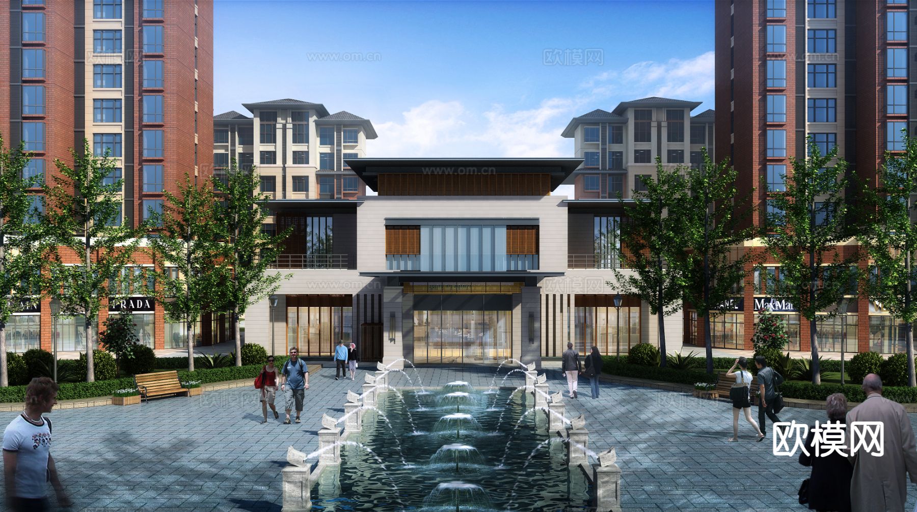 小区景观 住宅景观3d模型下载