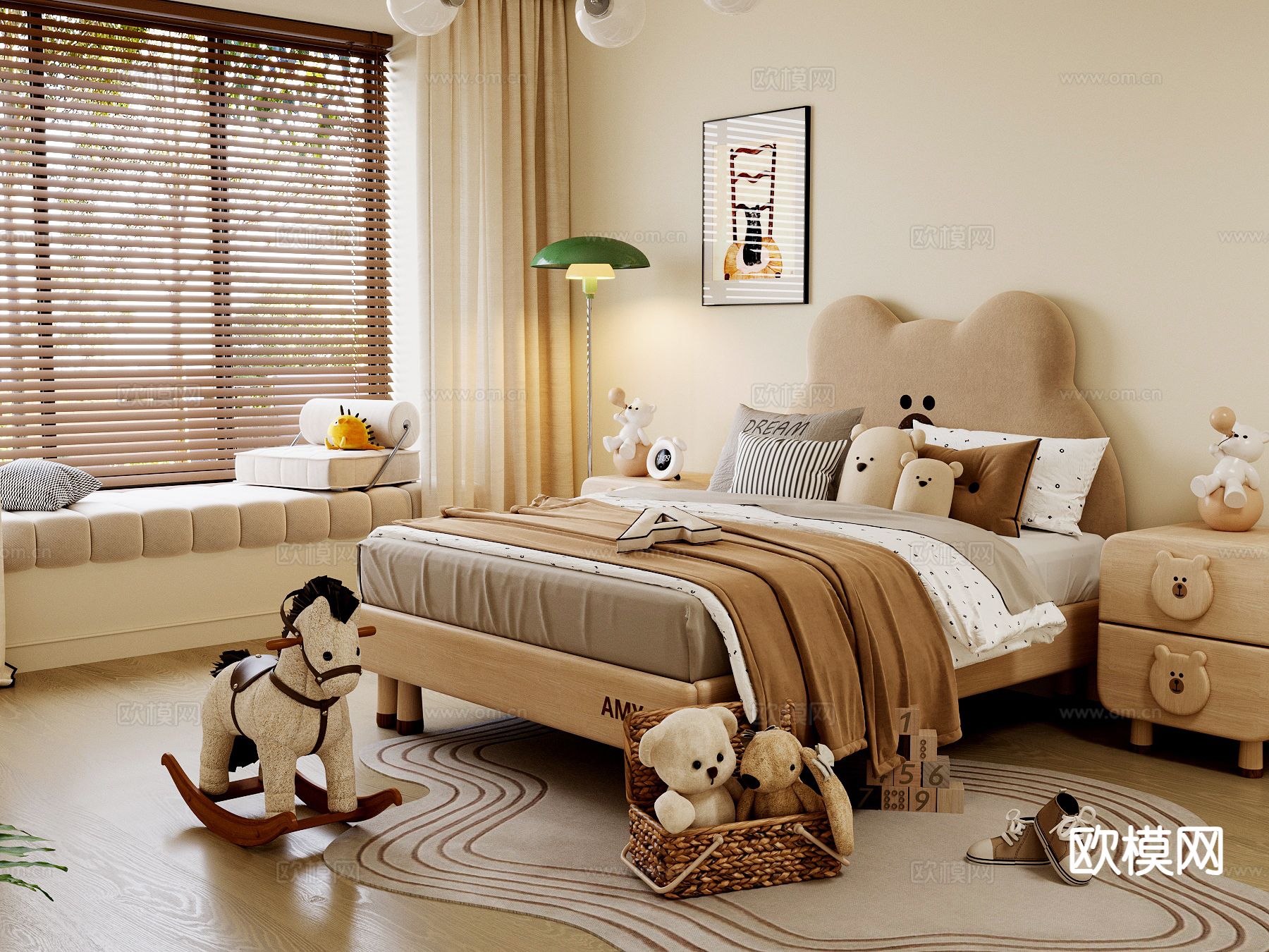 北欧儿童床3d模型下载