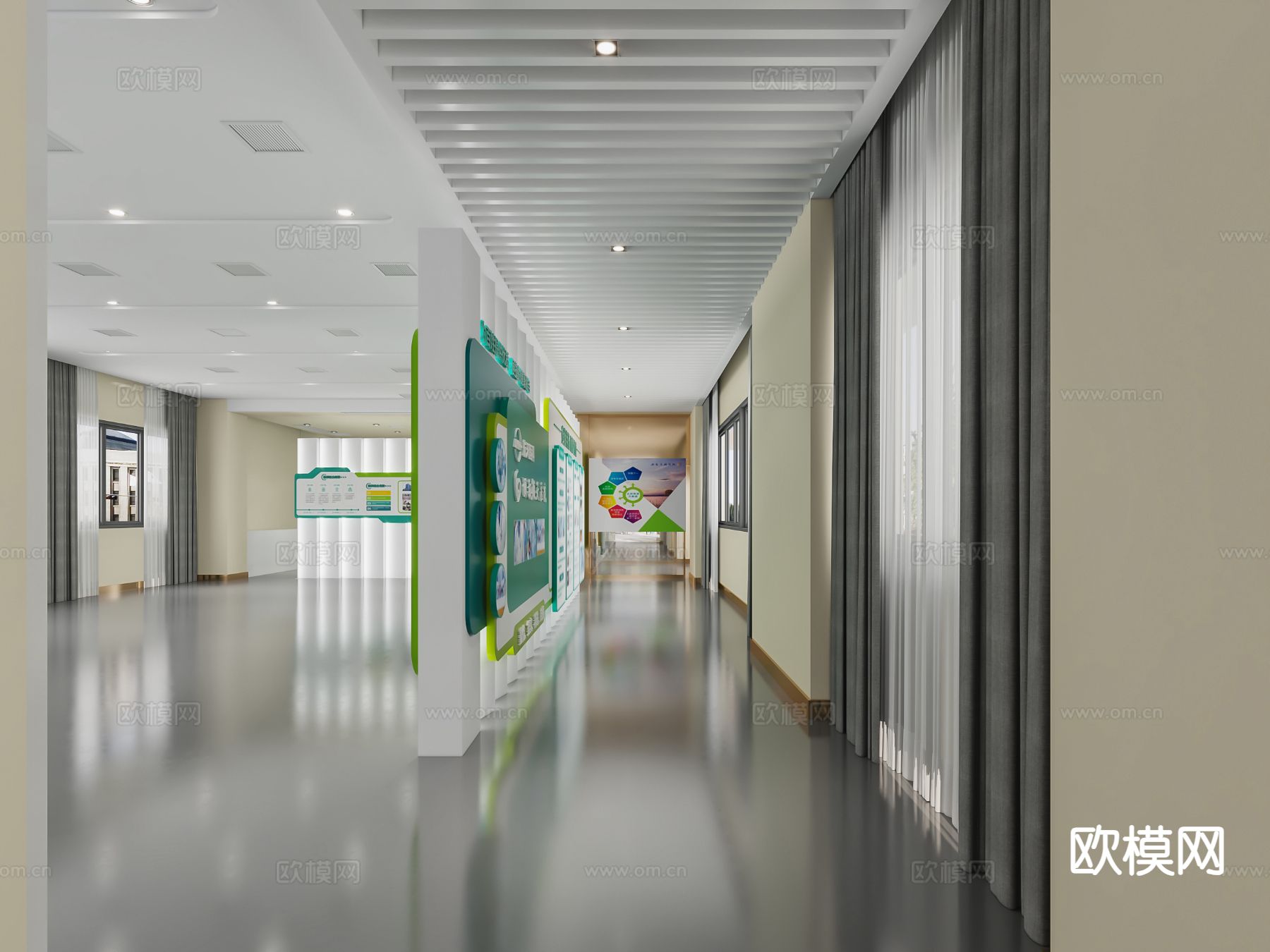 现代医院 走廊 过道 护士站3d模型下载（渲染图3）
