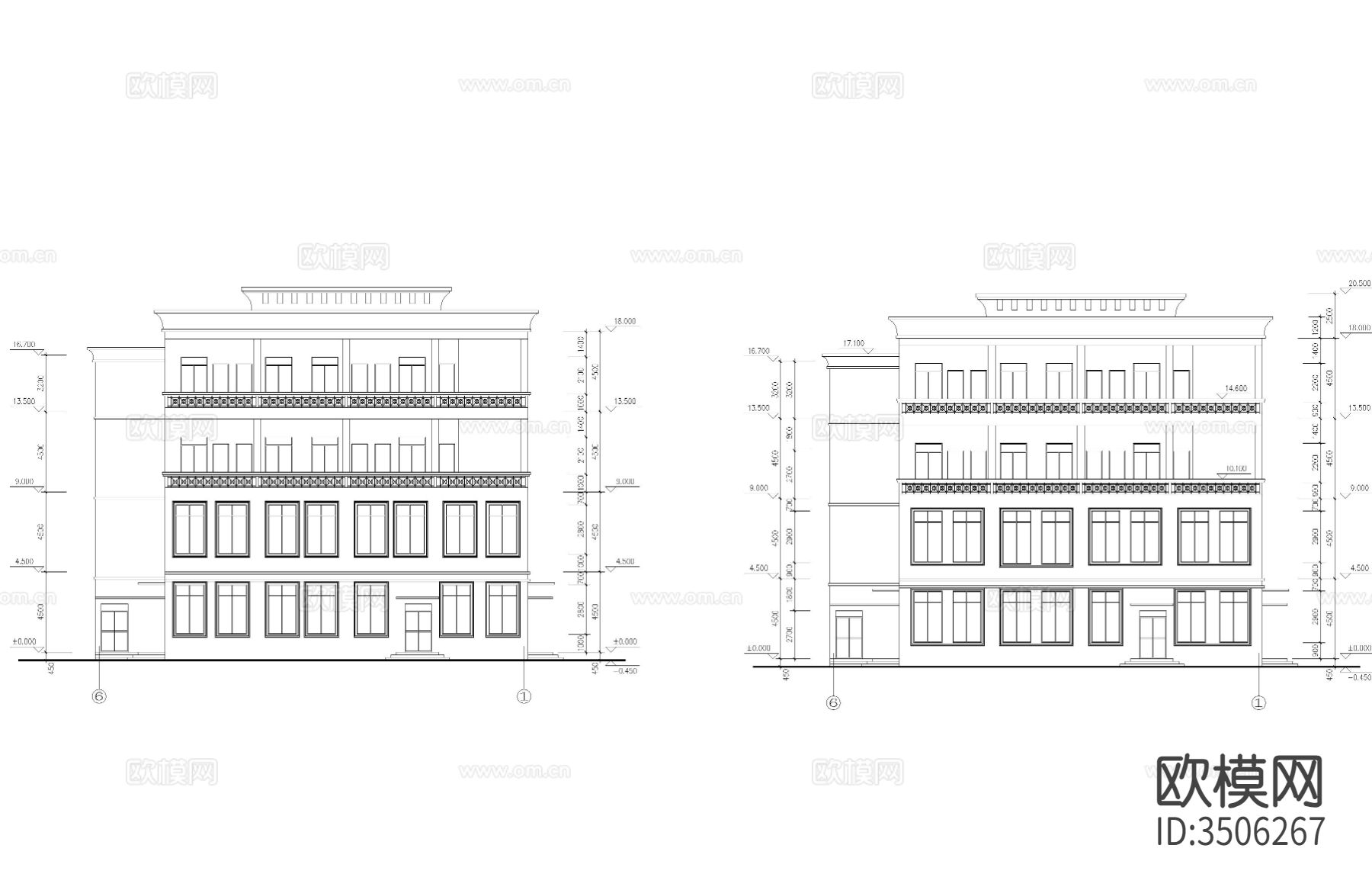 食堂建筑cad施工图下载（渲染图6）