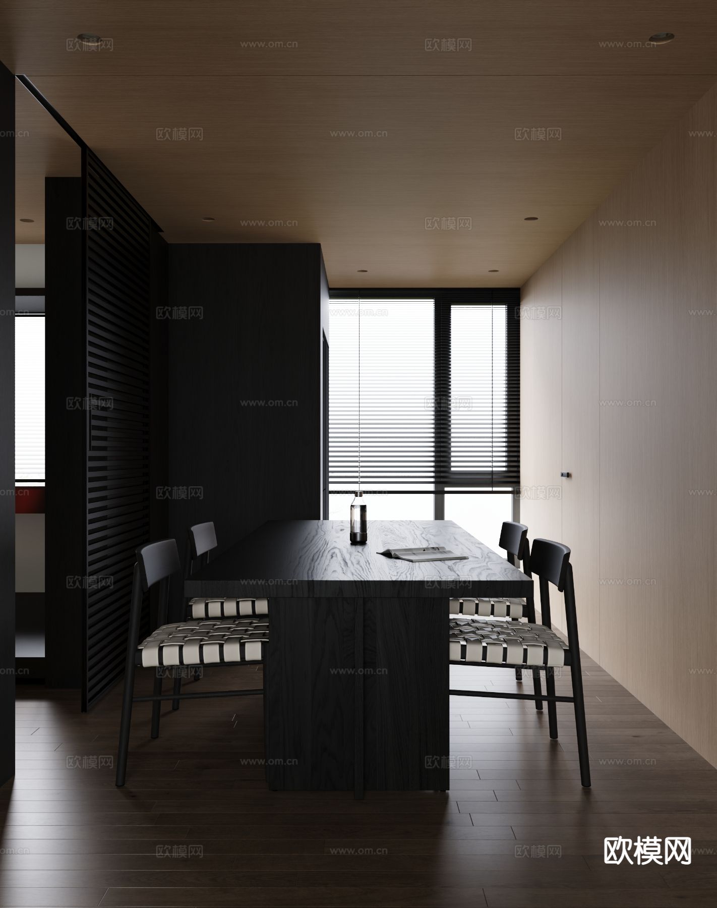 高级灰客餐厅3d模型下载（渲染图3）