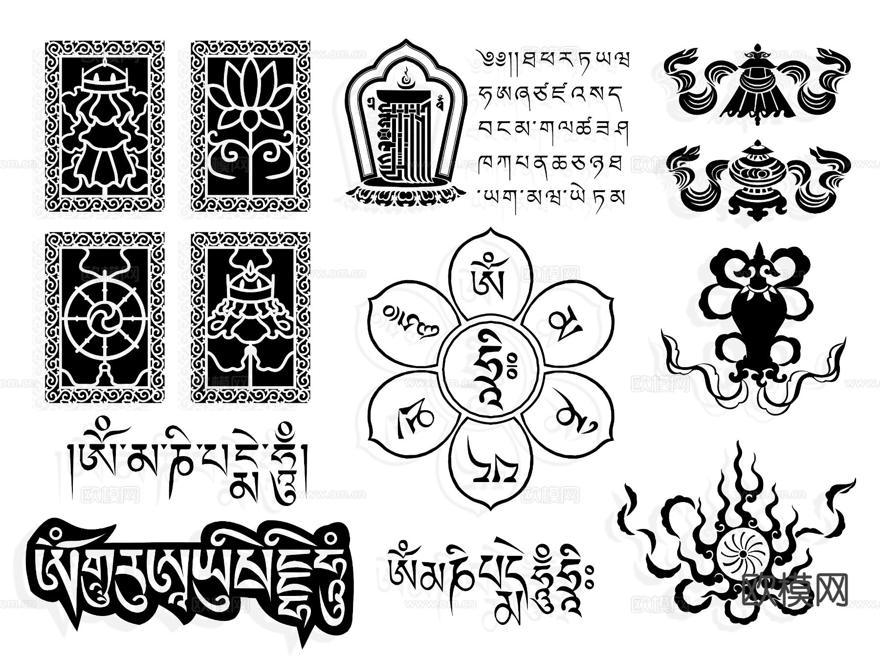 苗族 少数民族花纹 墙饰 墙贴3d模型下载