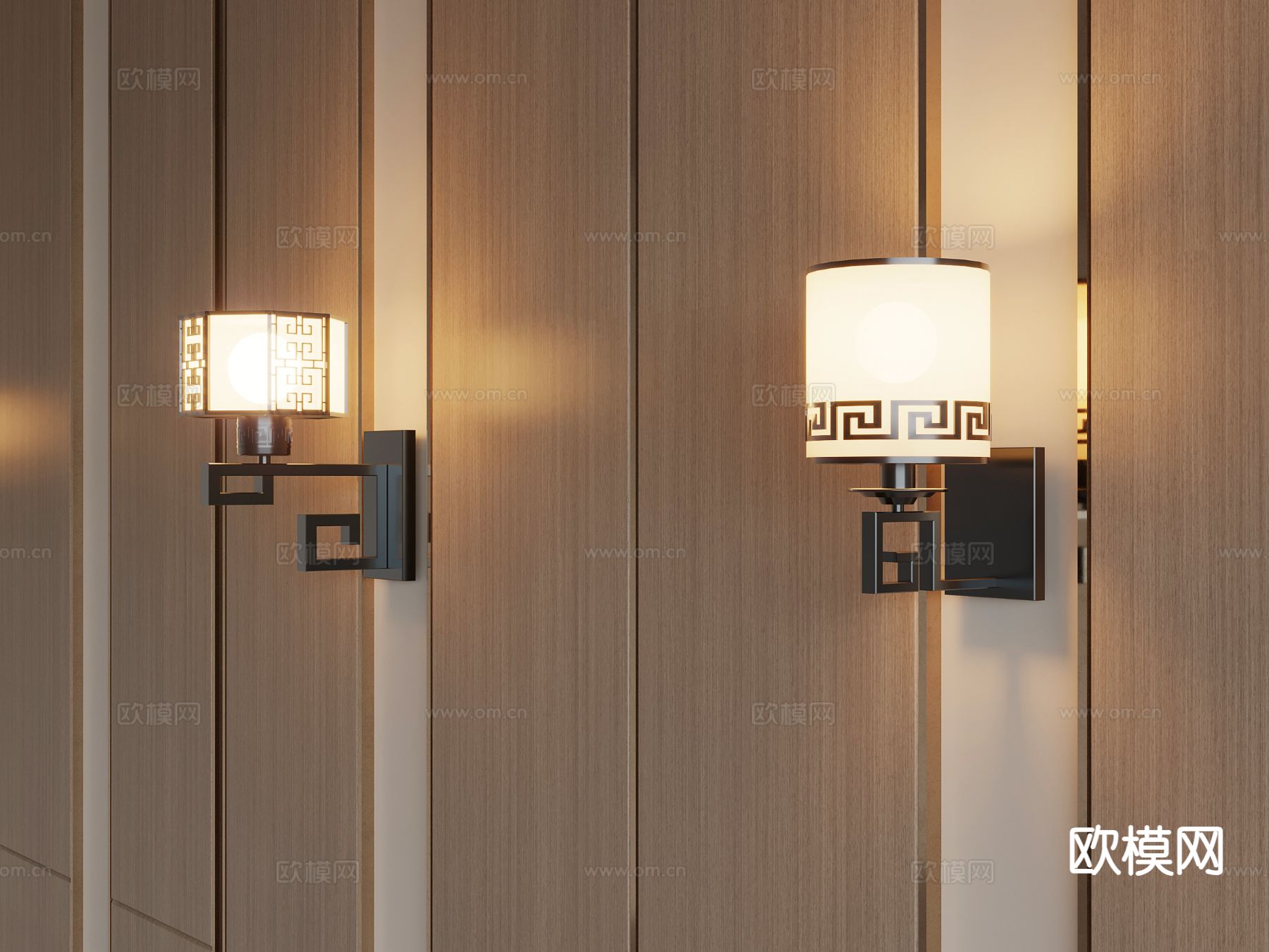 新中式壁灯3d模型下载