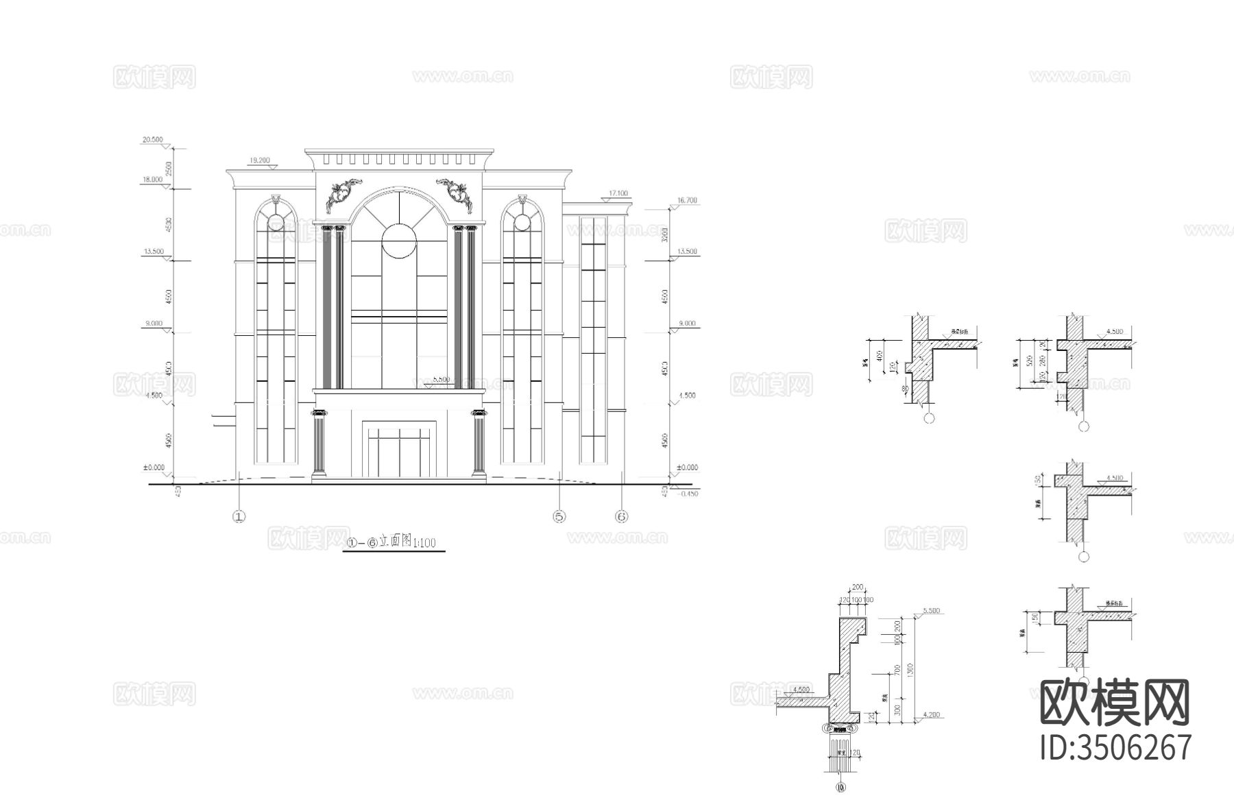 食堂建筑cad施工图下载（渲染图9）