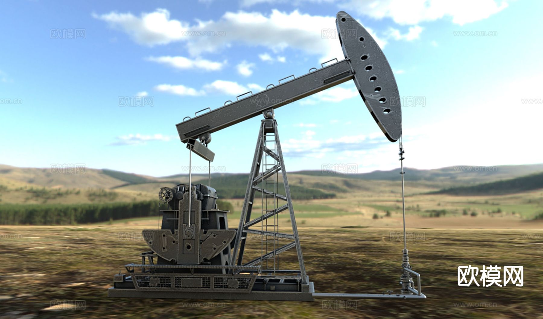 工业设备 抽油机 采油机3d模型下载（渲染图5）