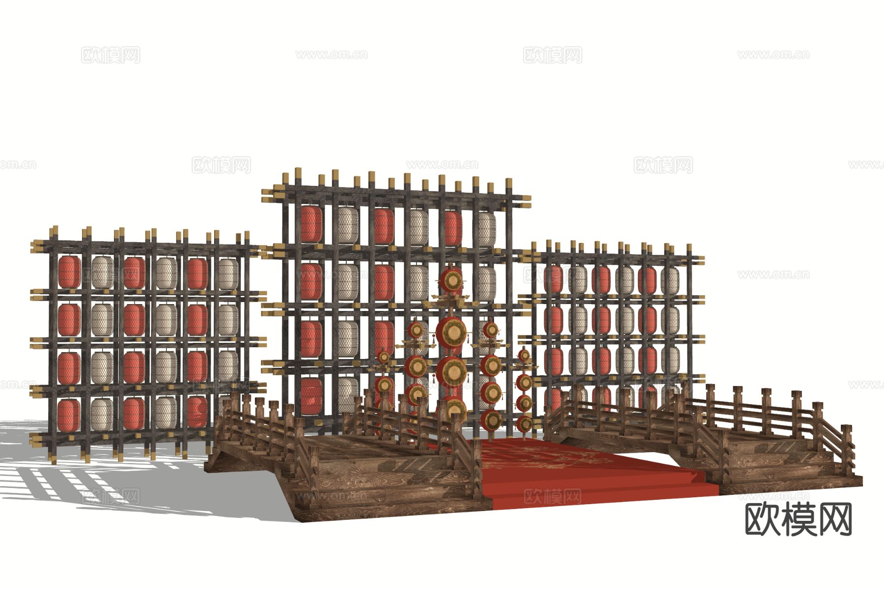 新中式古风舞台su模型下载（渲染图3）