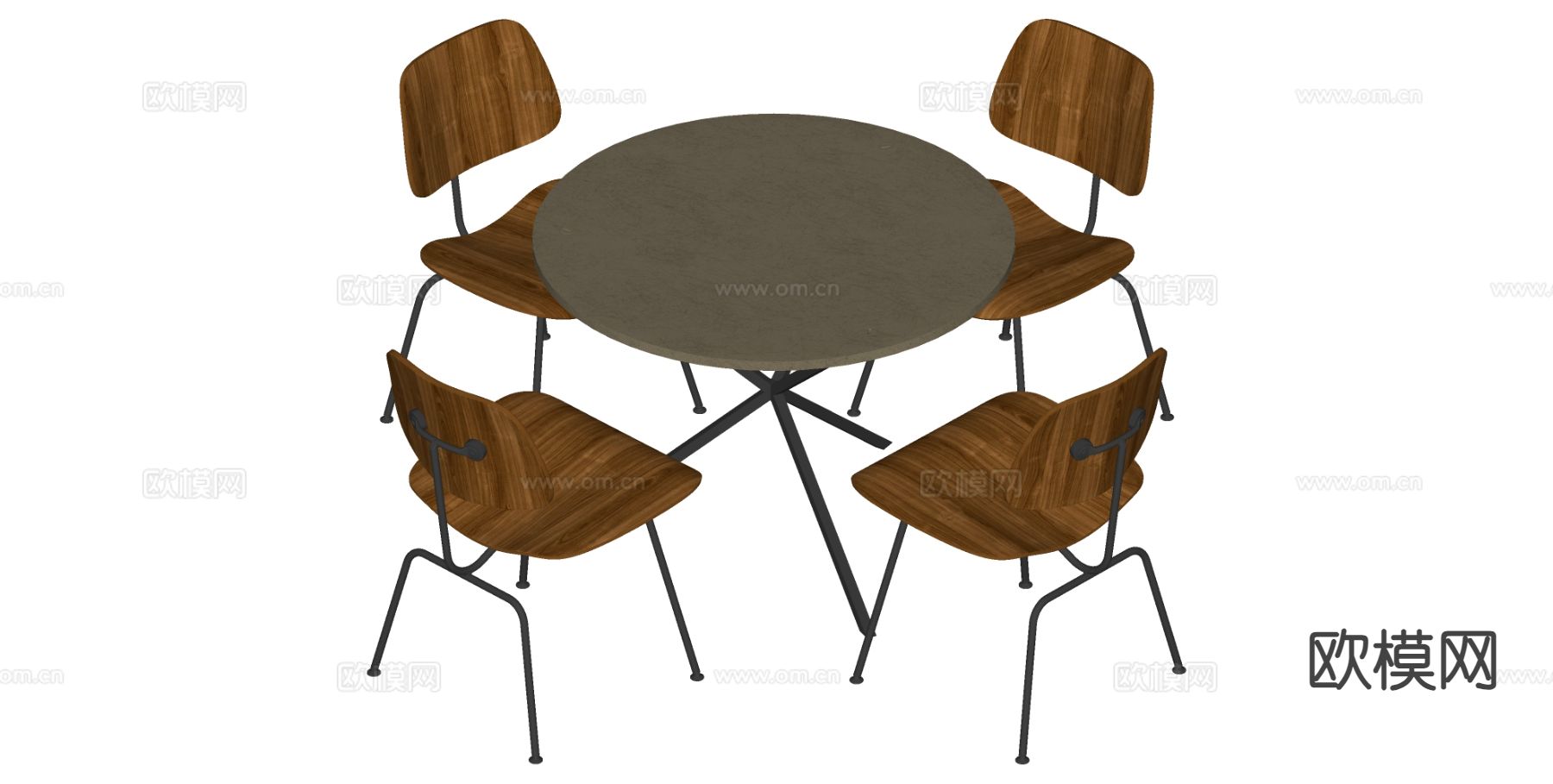 中古风餐桌椅su模型下载（渲染图1）