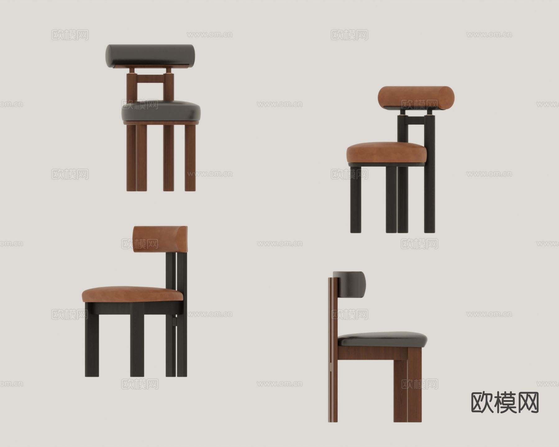 中古风椅子 餐椅su模型下载（渲染图2）