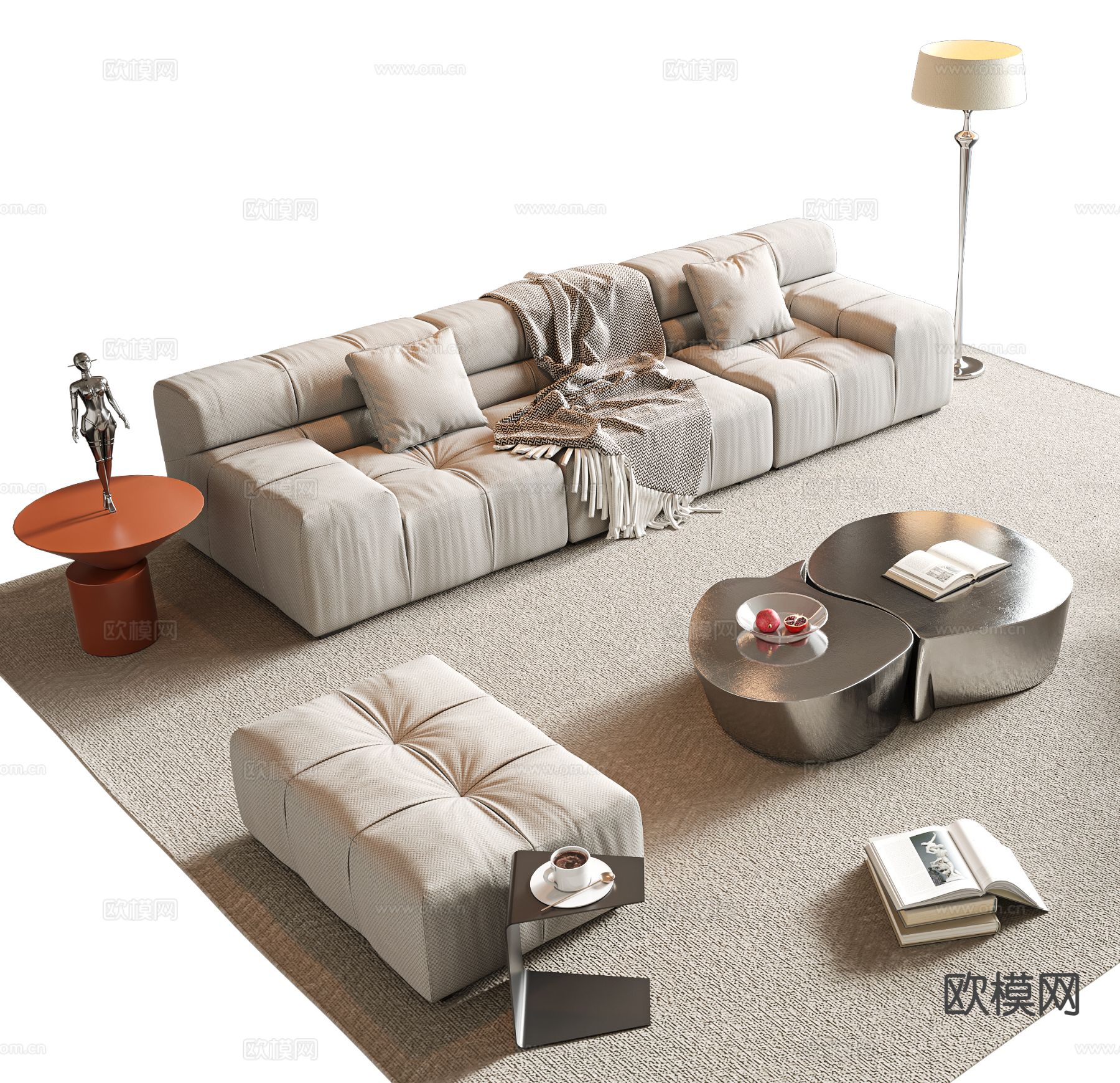 现代组合沙发3d模型下载（渲染图2）