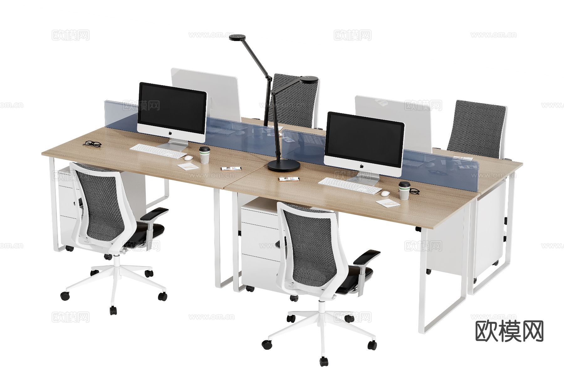卡位办公桌椅 工位3d模型下载