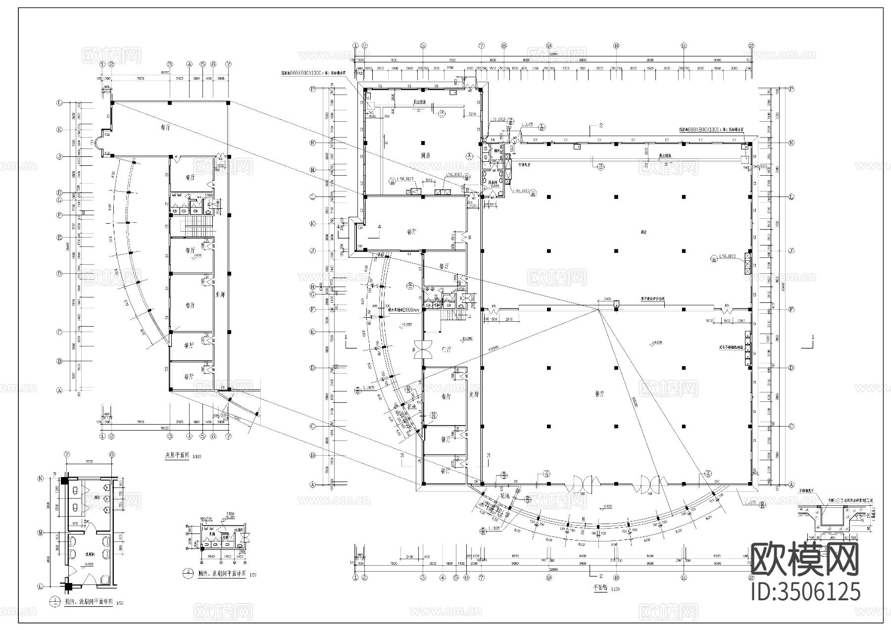 职工食堂cad施工图下载（渲染图3）