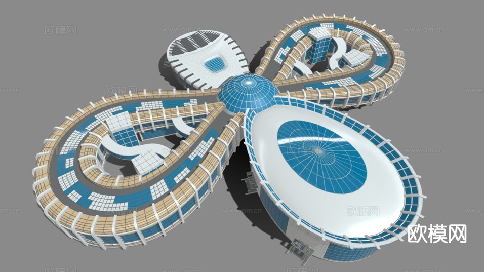 展览馆外观3d模型下载(渲染图1)