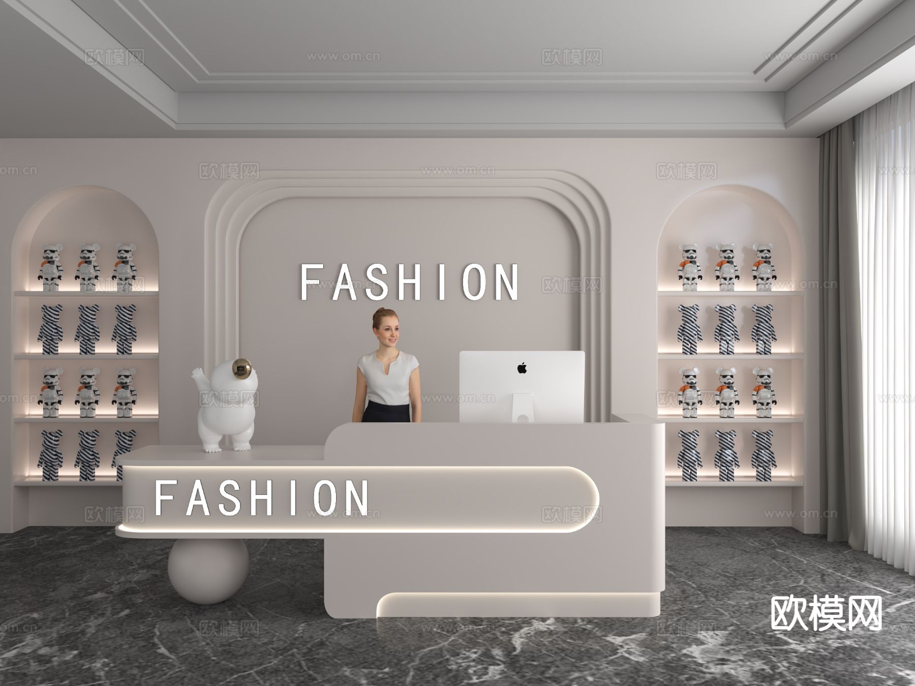 现代前台 接待台3d模型下载