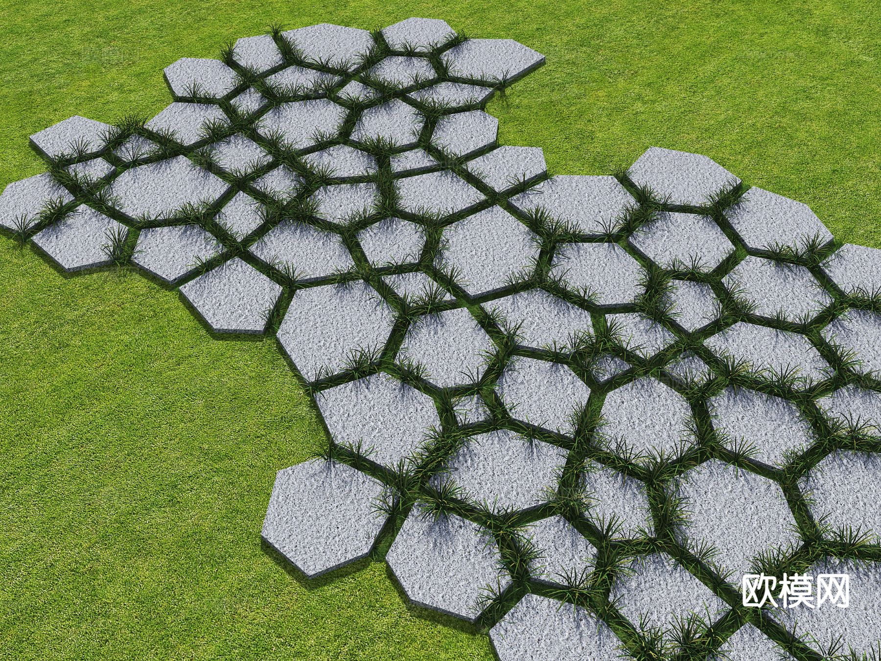 青石板 碎拼园路 汀步3d模型下载