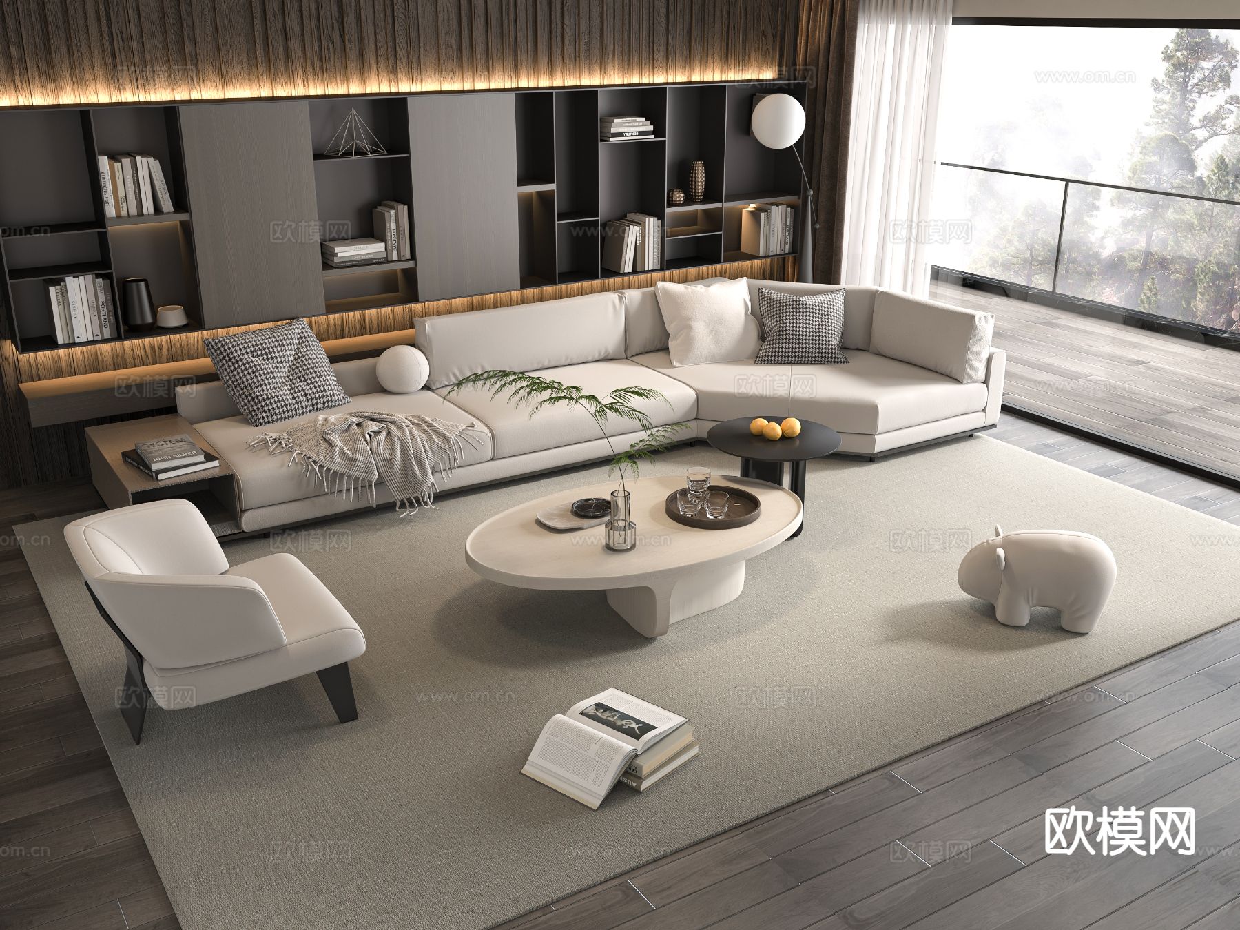 现代沙发组合3d模型下载