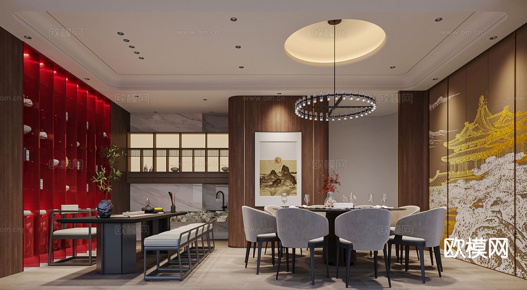 中餐厅包厢 酒楼包房3d模型下载