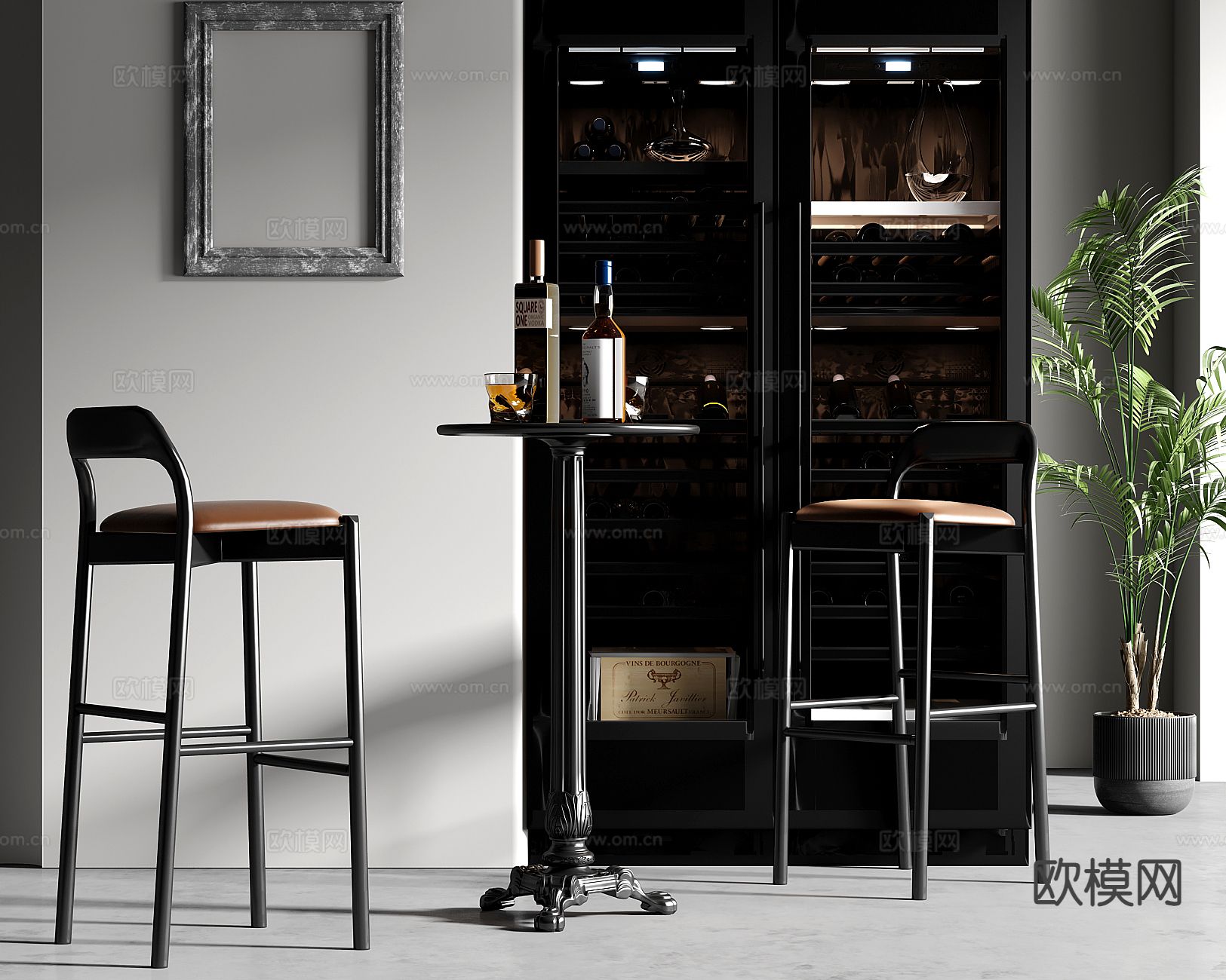 轻奢吧台椅3d模型下载