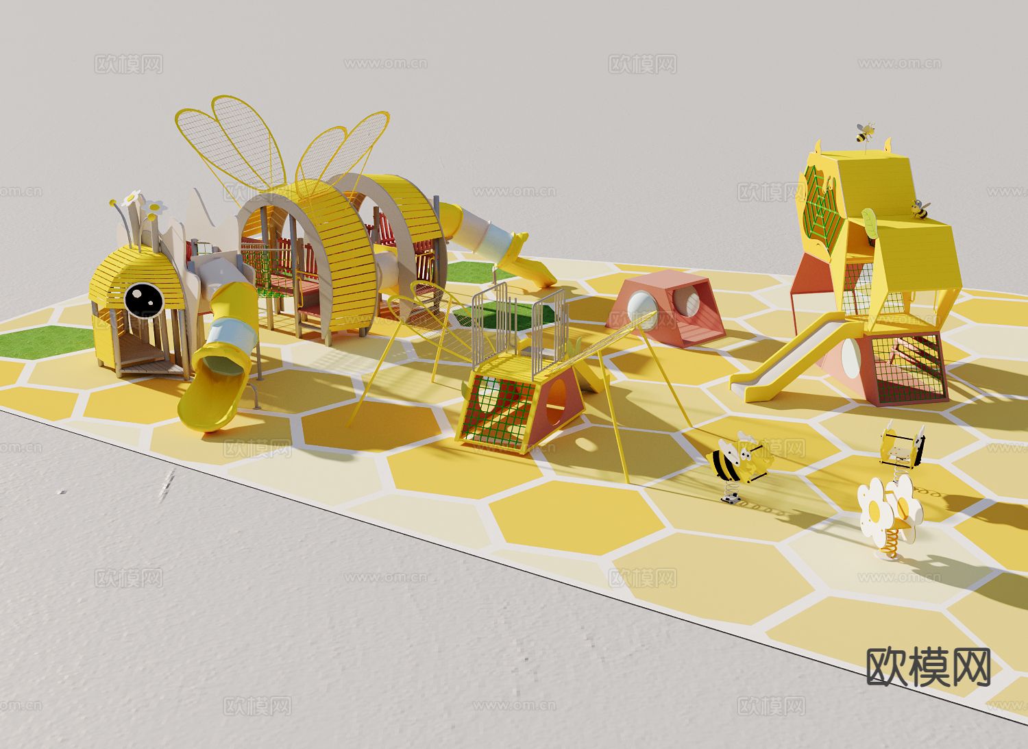 游乐设施 滑滑梯 弹簧椅3d模型下载