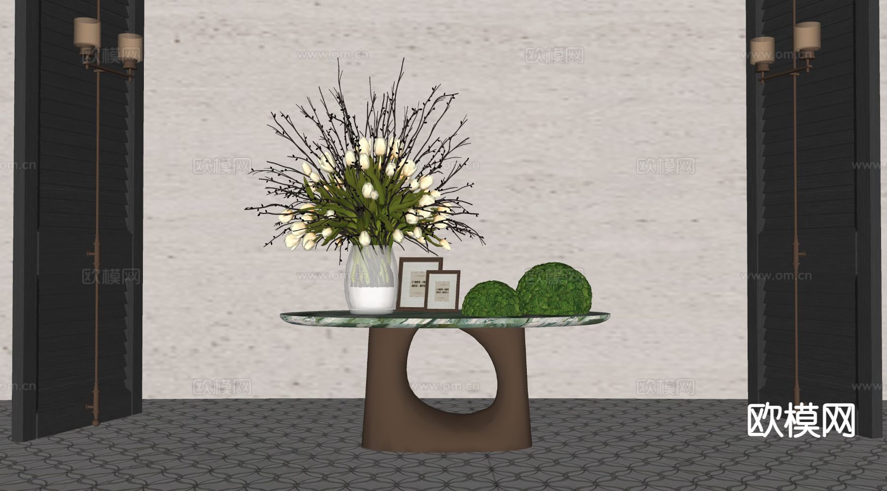 现代端景台 条案su模型