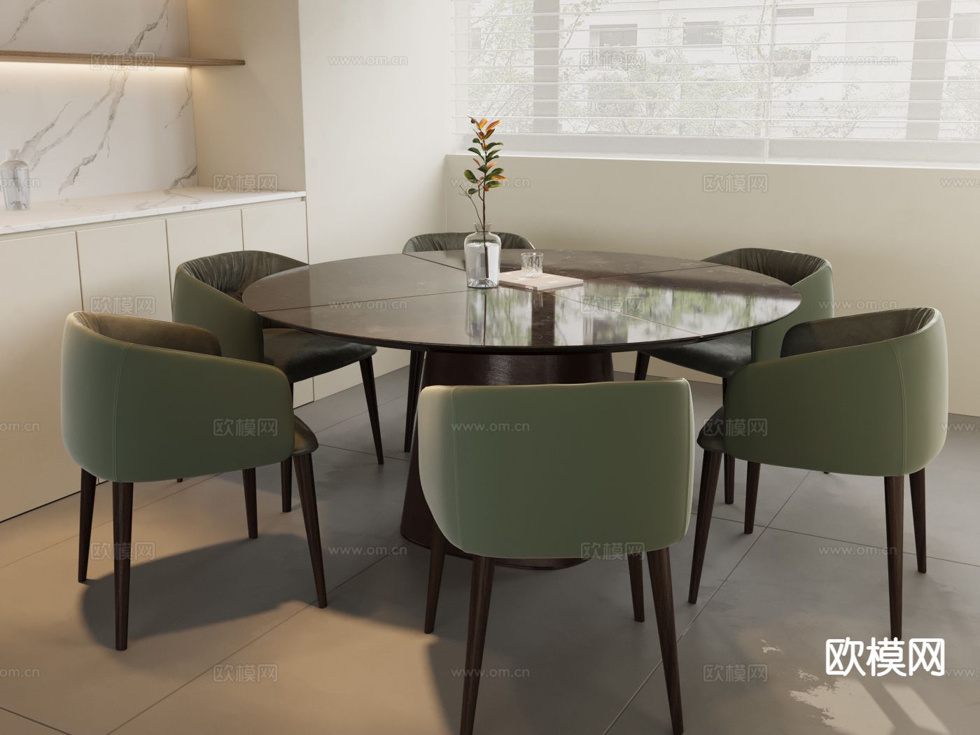 北欧餐桌椅3d模型下载