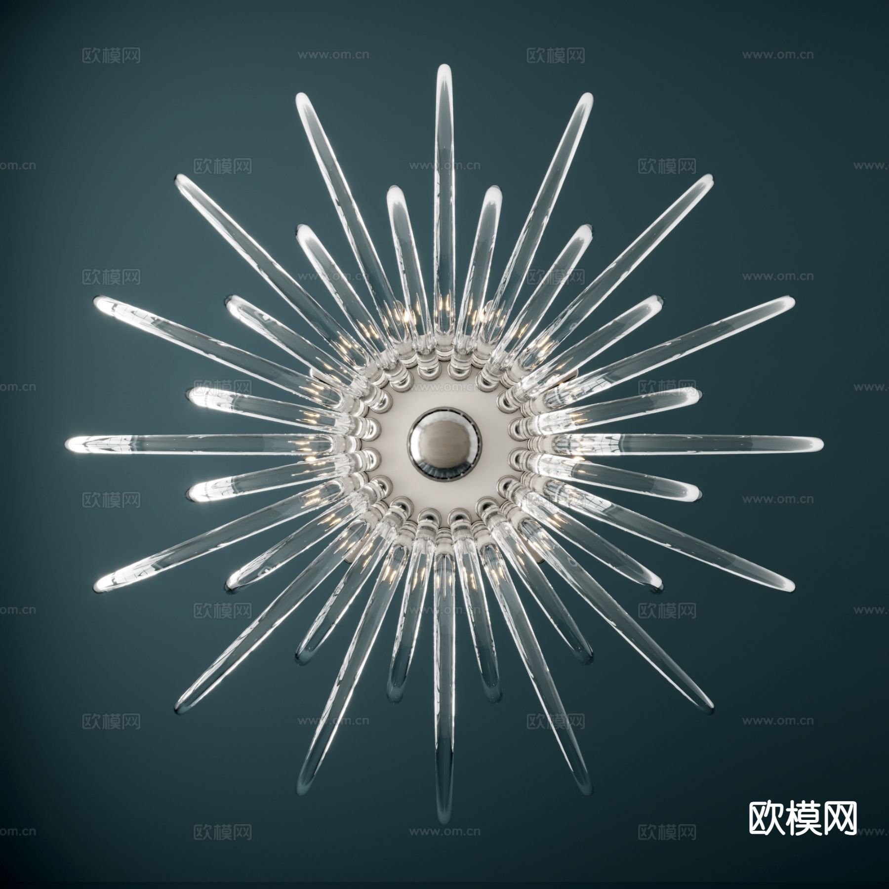 现代水晶灯 吊灯su模型下载（渲染图2）