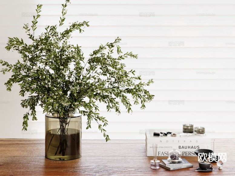 现代装饰品 桌面摆件 水生植物3d模型下载