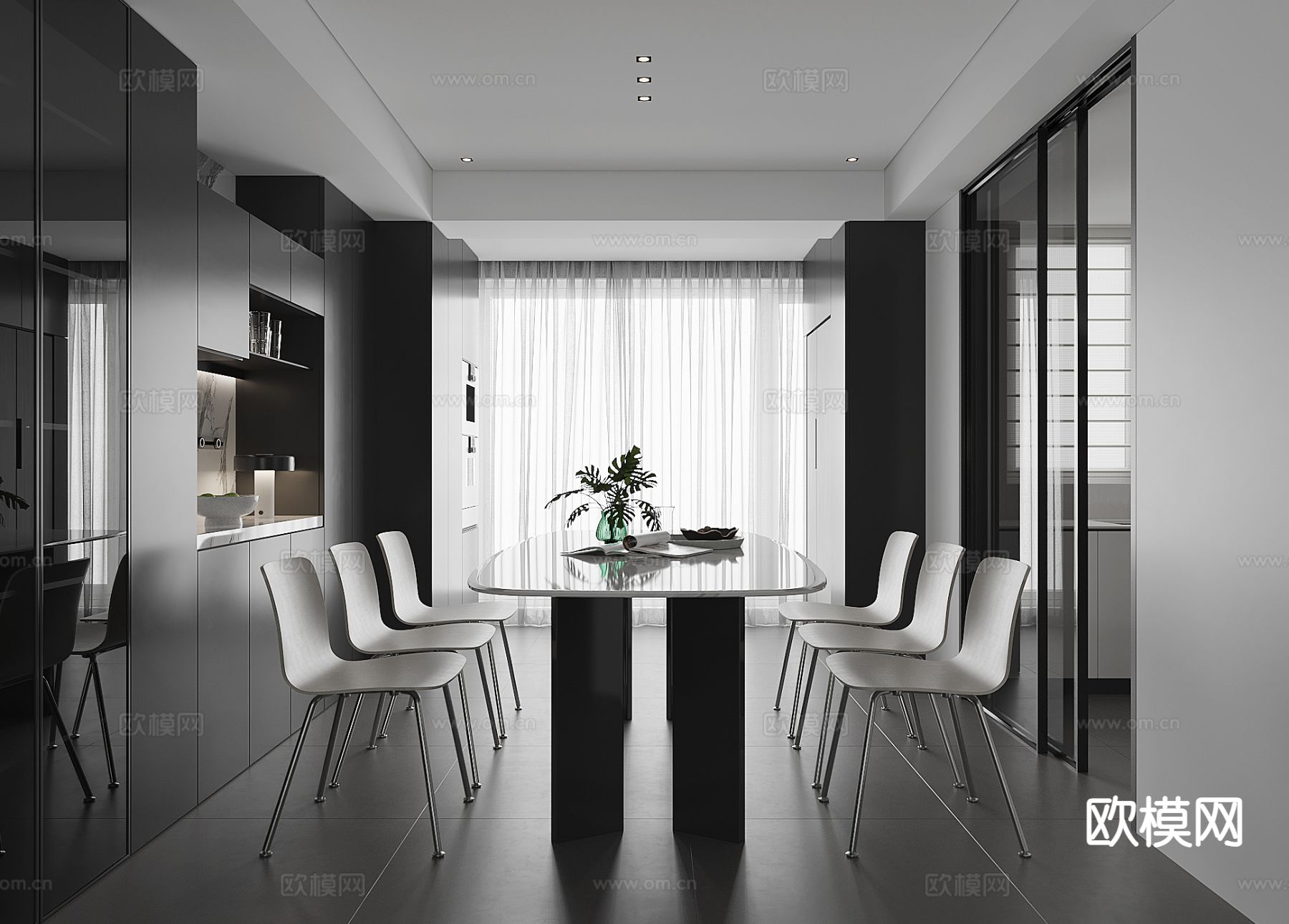 暗黑风餐厅su模型下载（渲染图2）