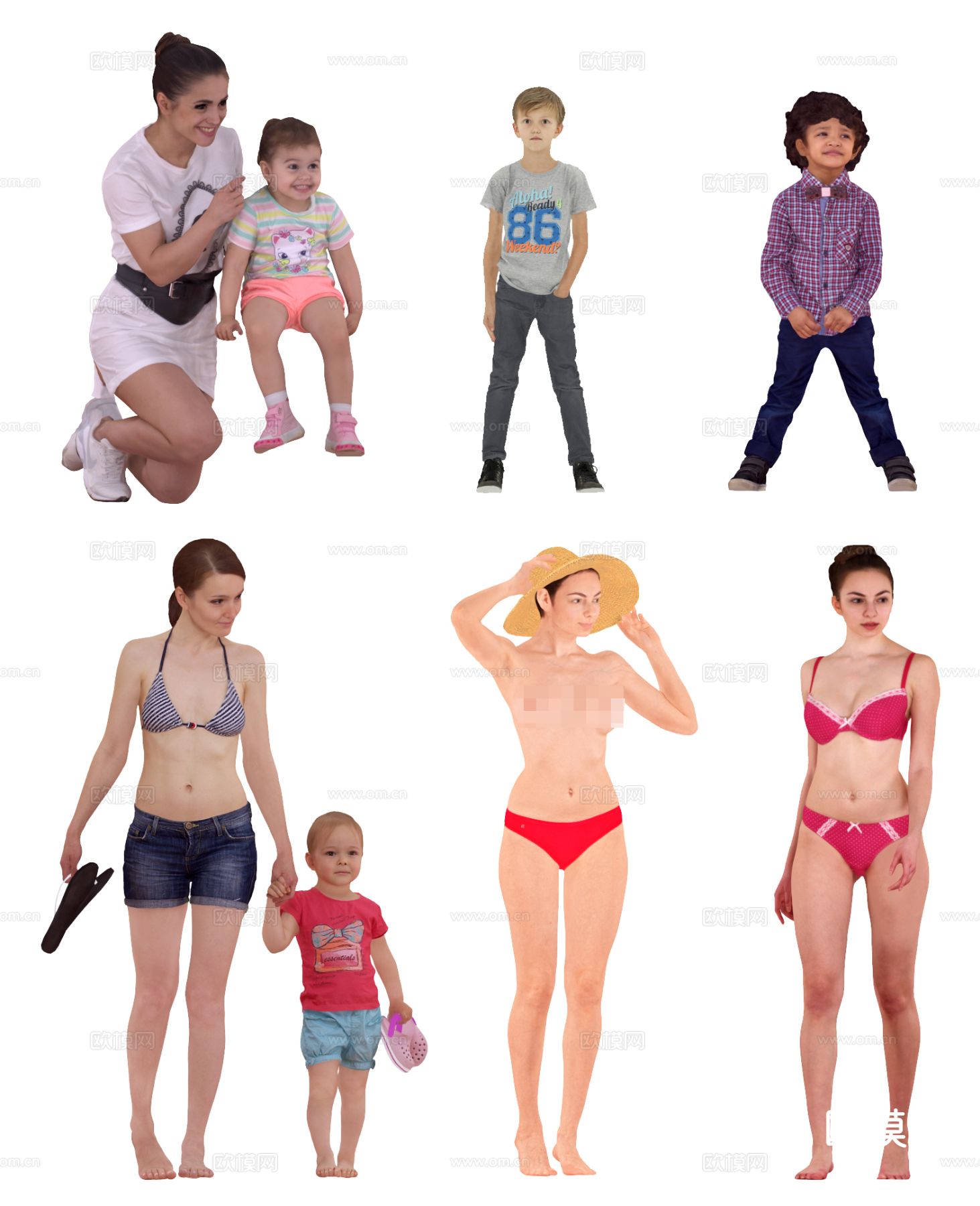 沙滩人物 比基尼人物3d模型下载