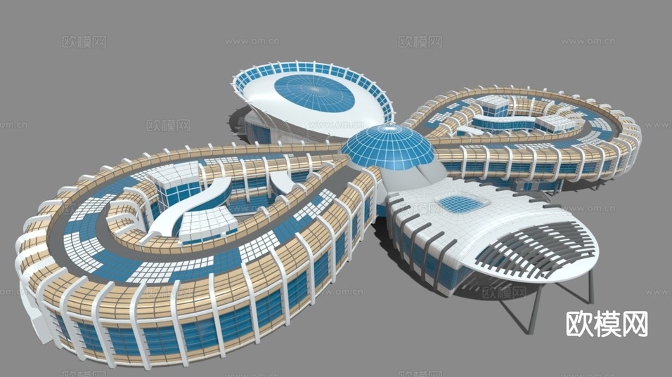 展览馆外观3d模型下载(渲染图2)