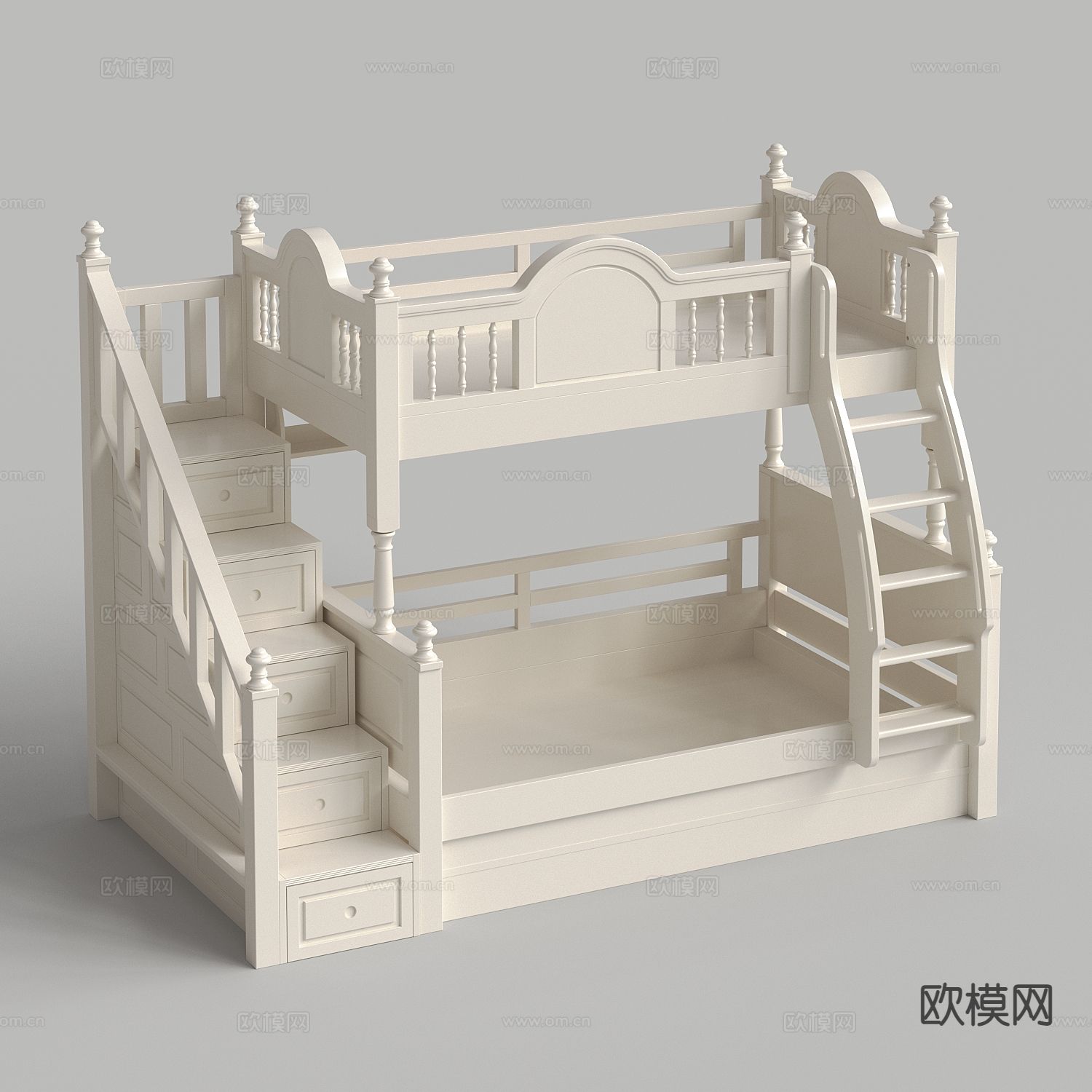 法式儿童床 高低床3d模型下载