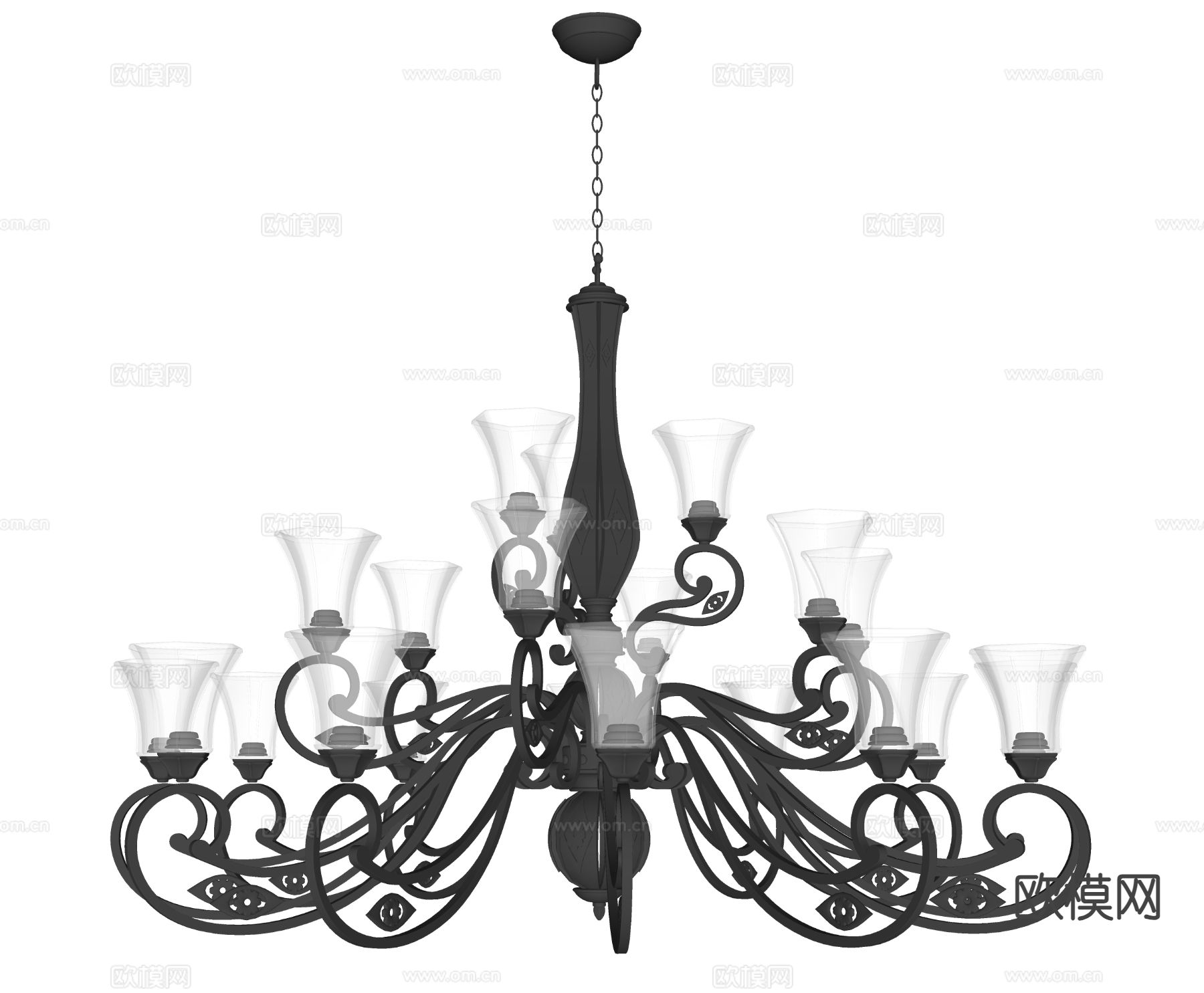 欧式水晶灯 吊灯su模型下载（渲染图1）