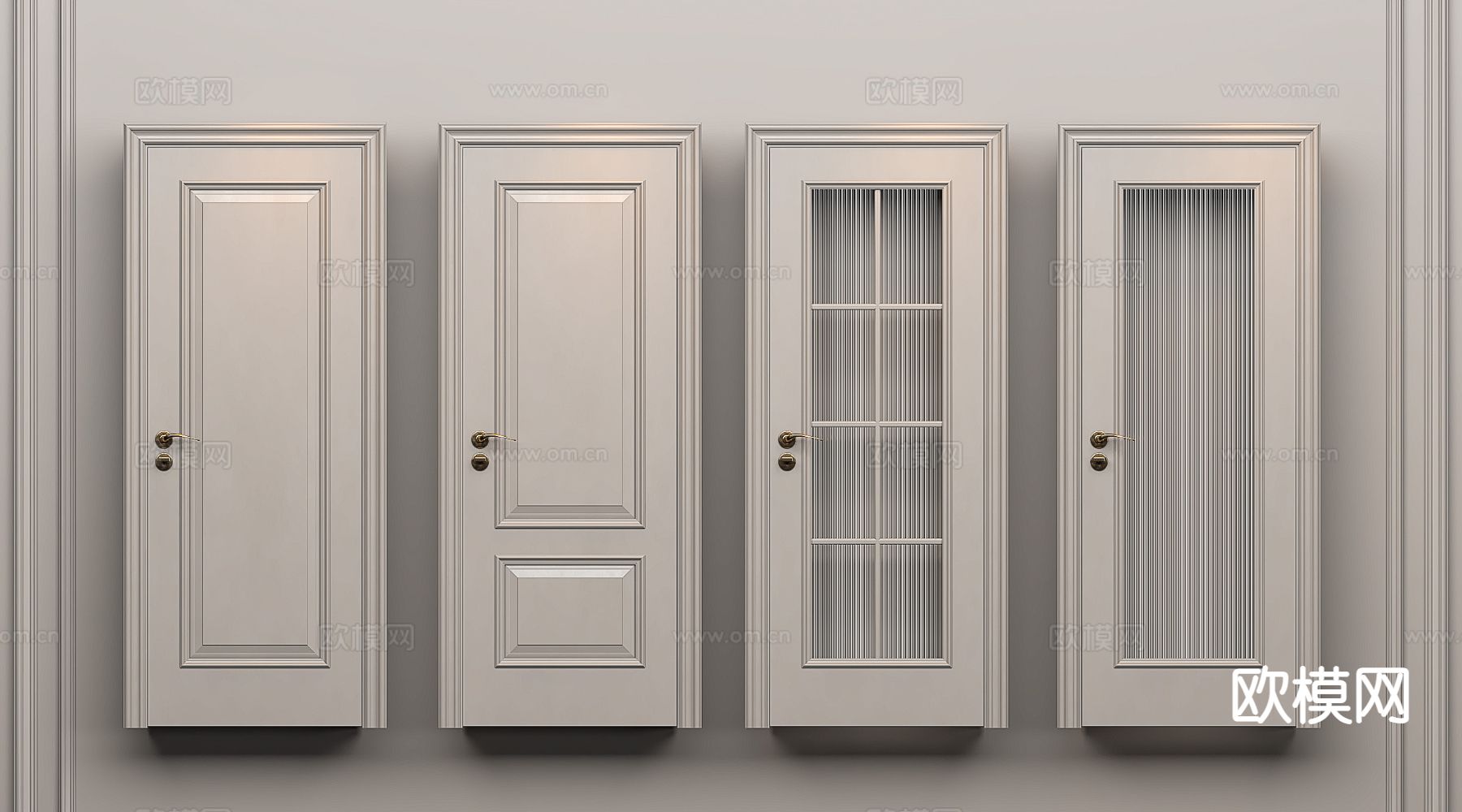 欧式木门 单开门 厨卫门su模型下载（渲染图2）