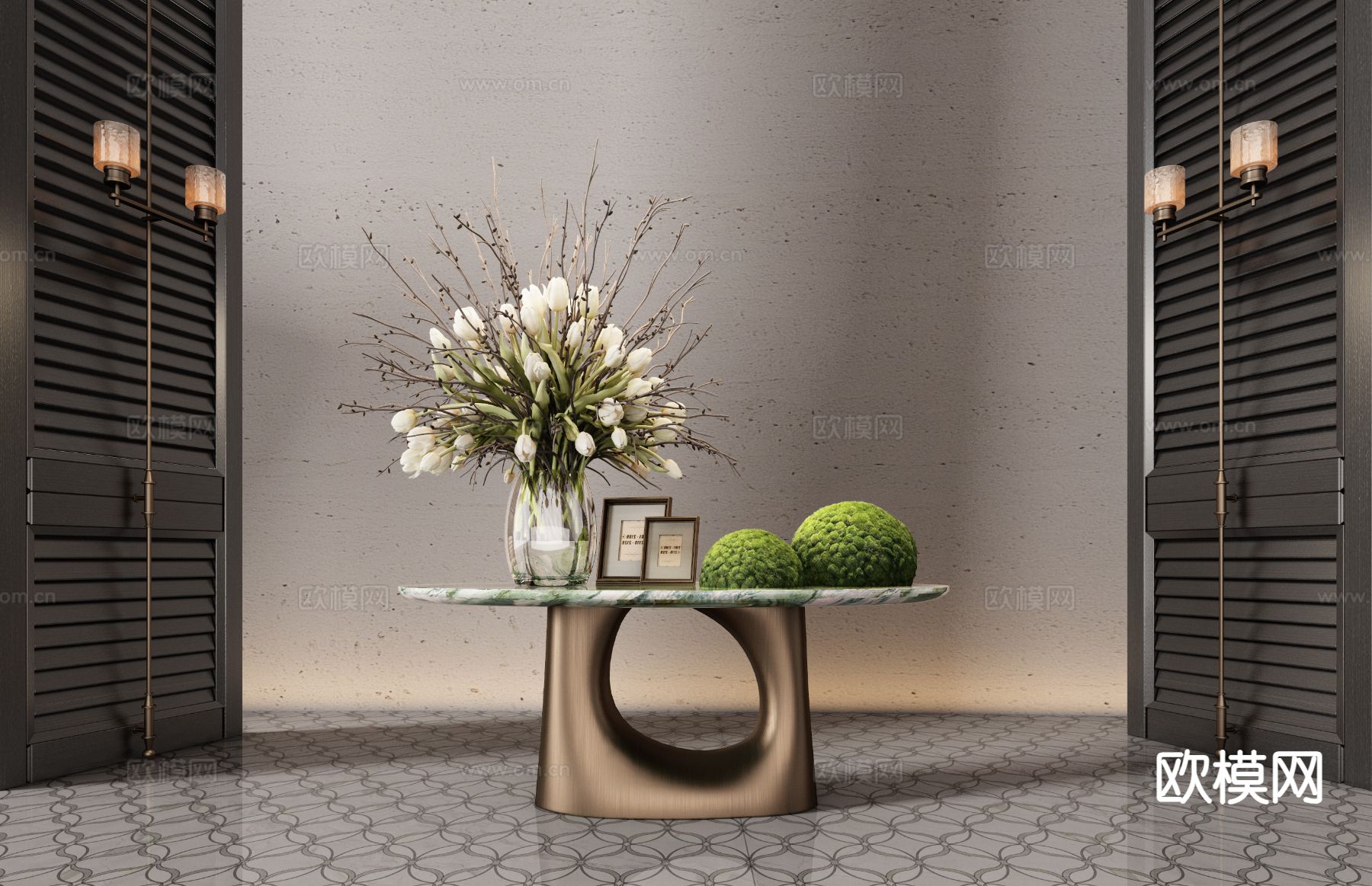 现代端景台 条案su模型