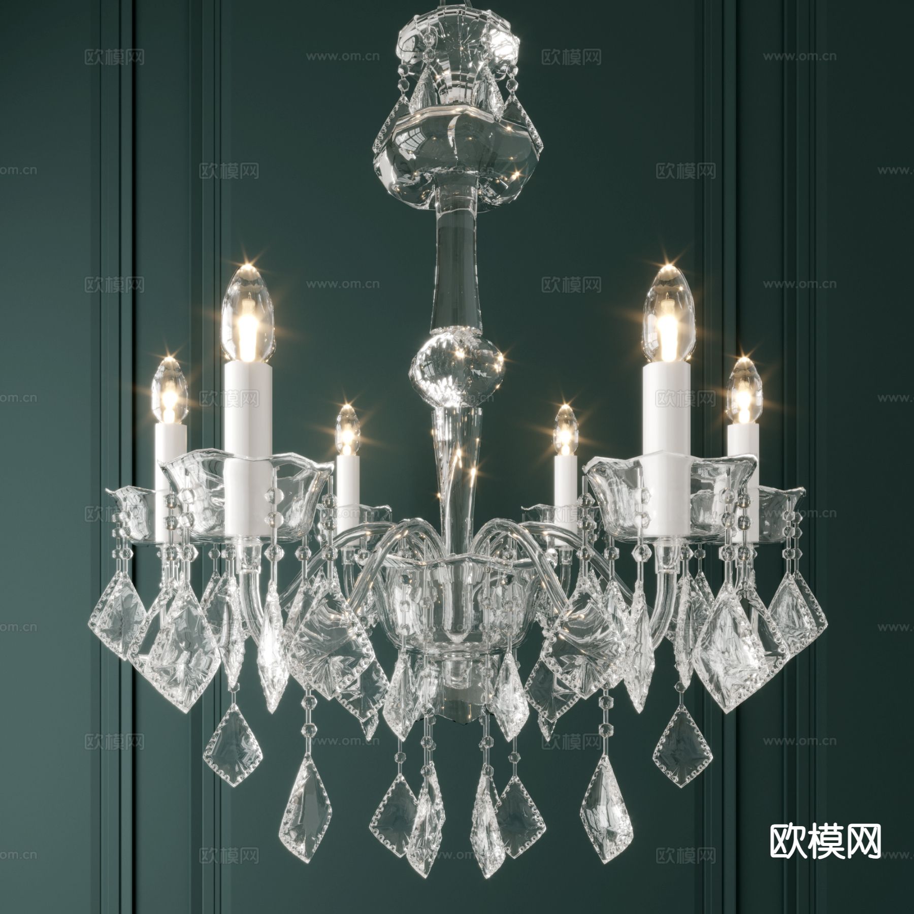 欧式水晶灯 吊灯su模型下载（渲染图2）