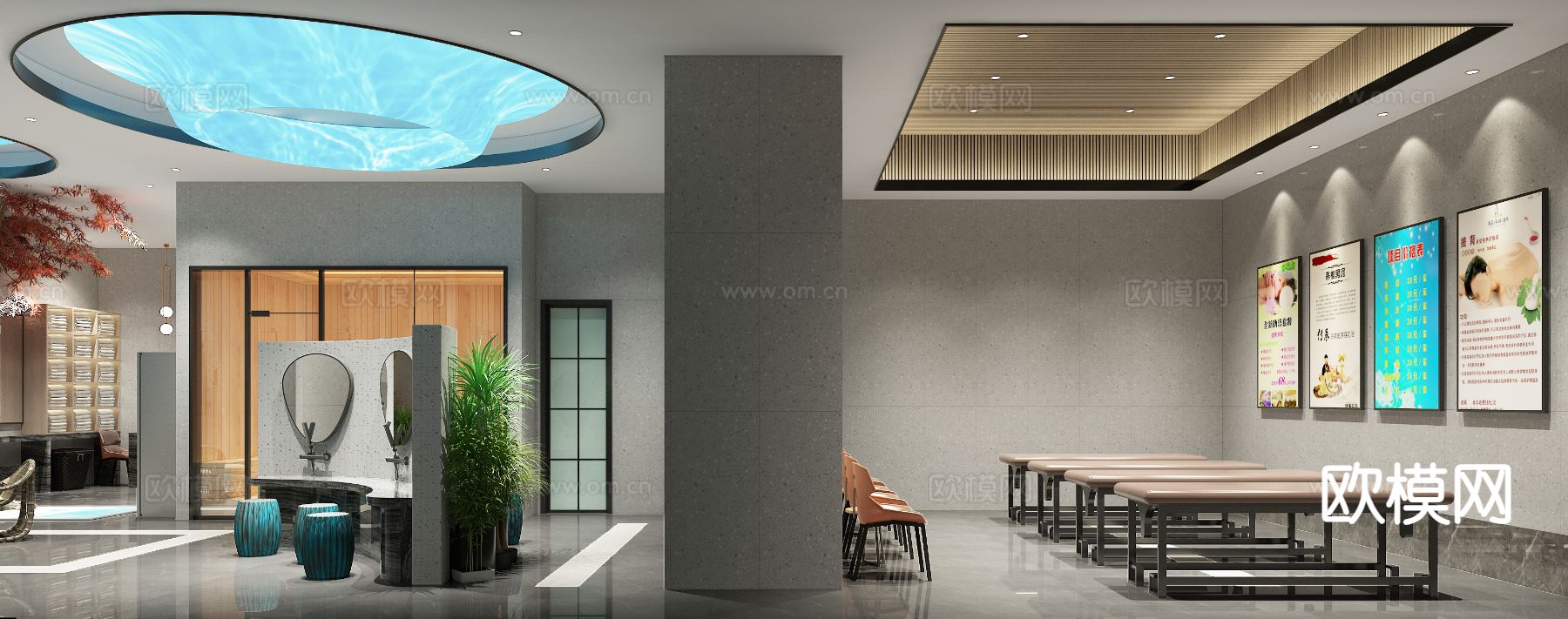 新中式洗浴中心3d模型下载（渲染图4）