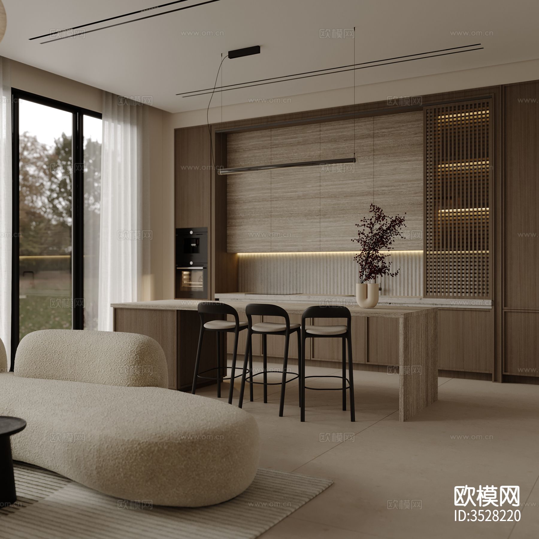 原木风客餐厅效果图下载（渲染图4）