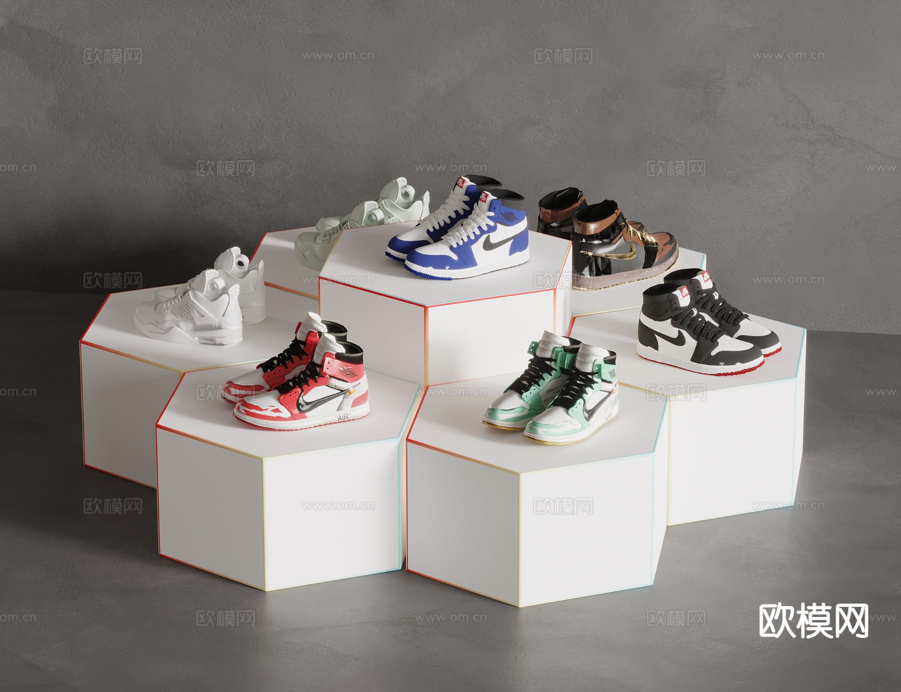 鞋店展台 鞋子展架 鞋子 运动鞋3d模型下载