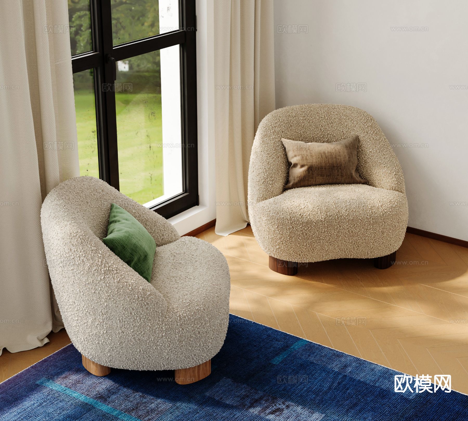 中古风沙发椅 休闲椅3d模型下载