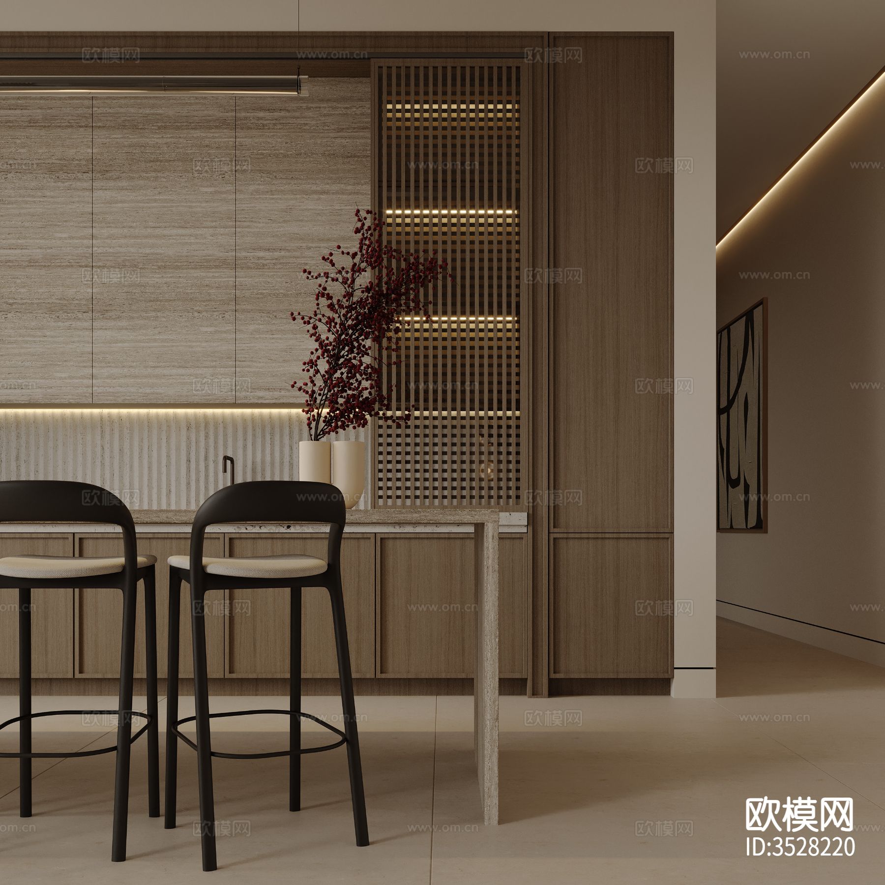 原木风客餐厅效果图下载（渲染图14）