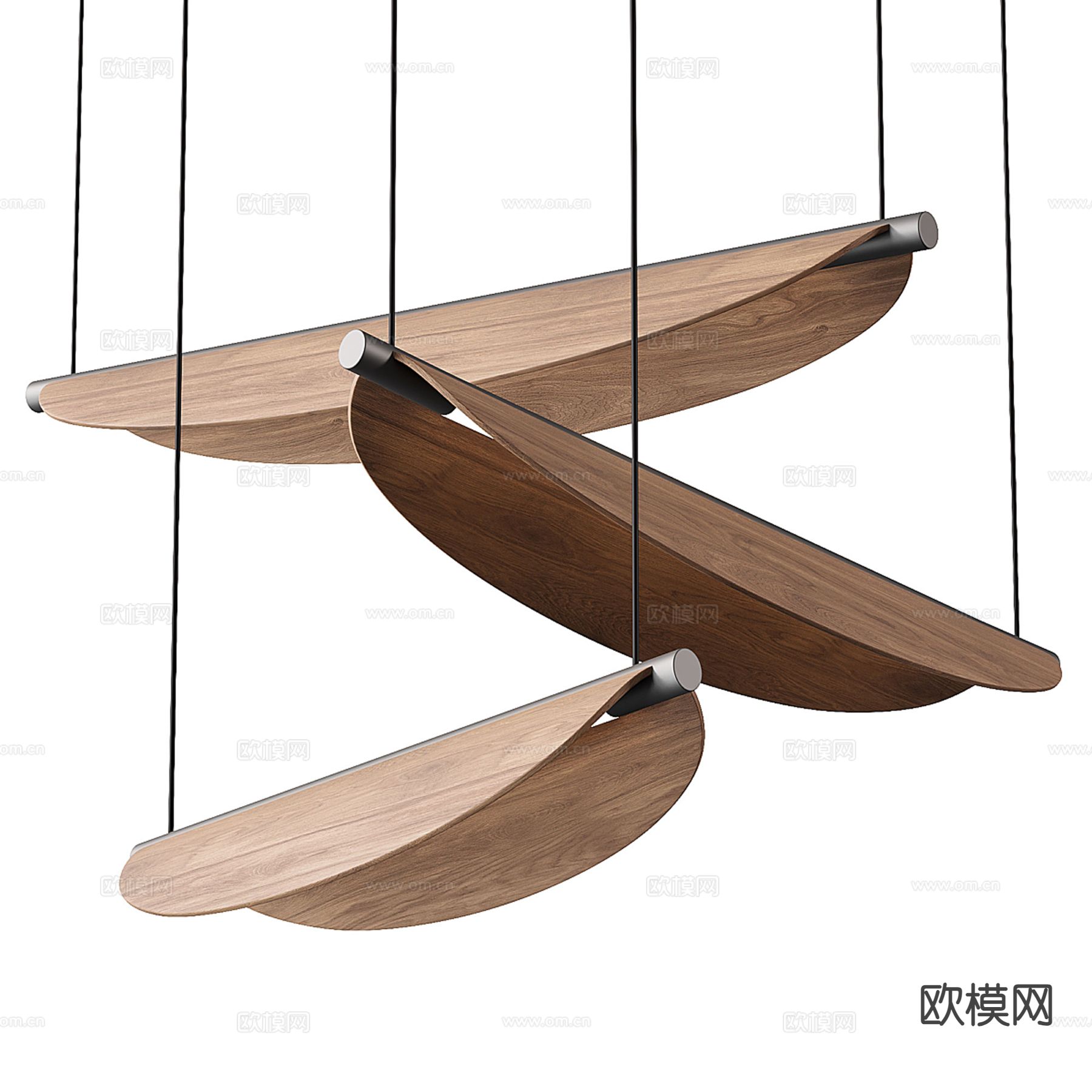 中古风吊灯 木片吊灯3d模型下载