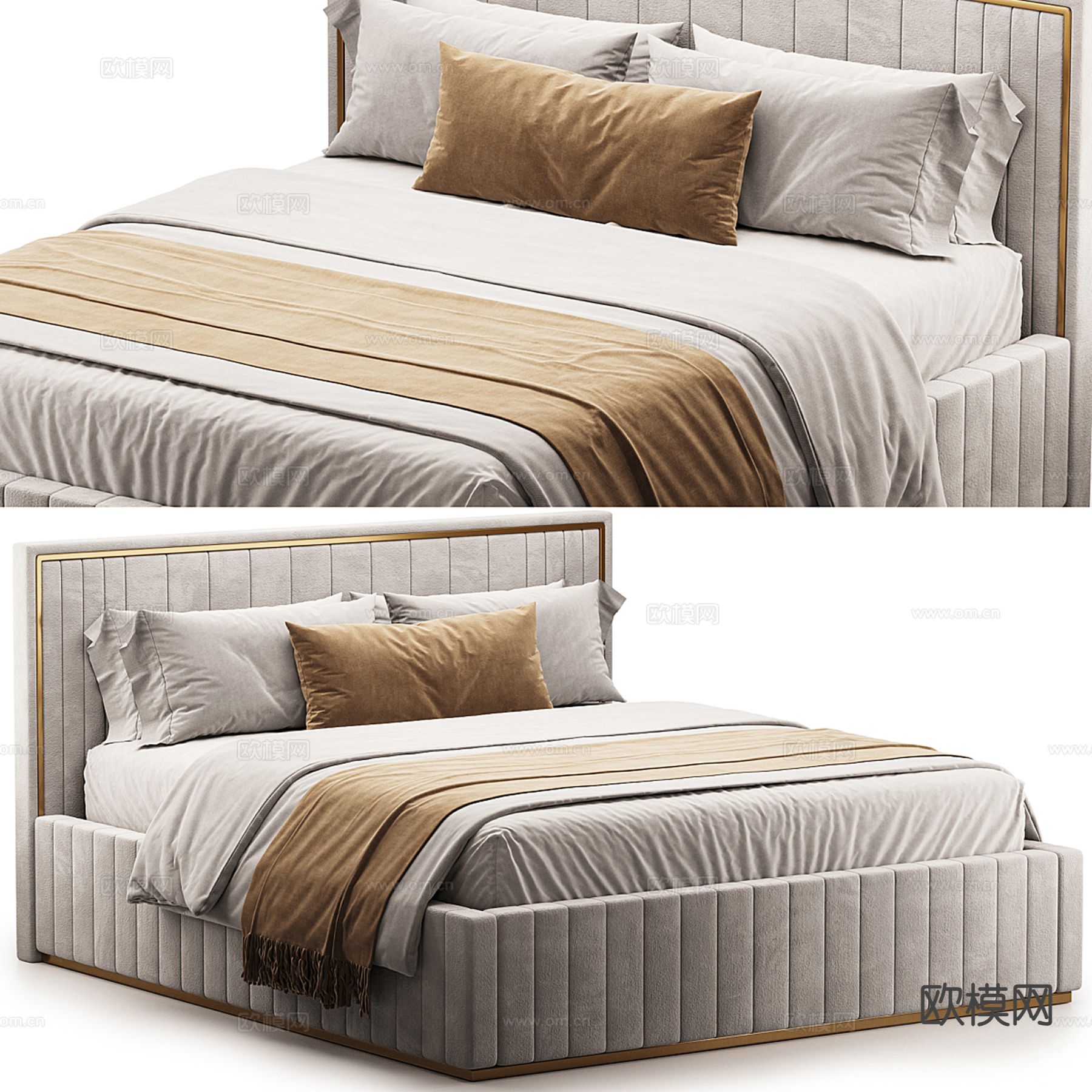 Elmalek欧式双人床3d模型下载