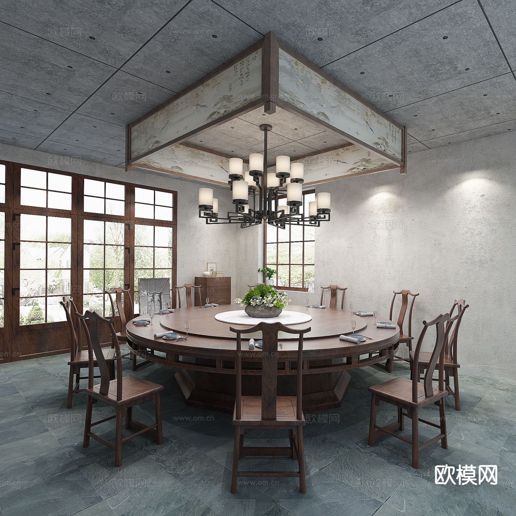 中餐厅包房 酒楼包厢3d模型下载